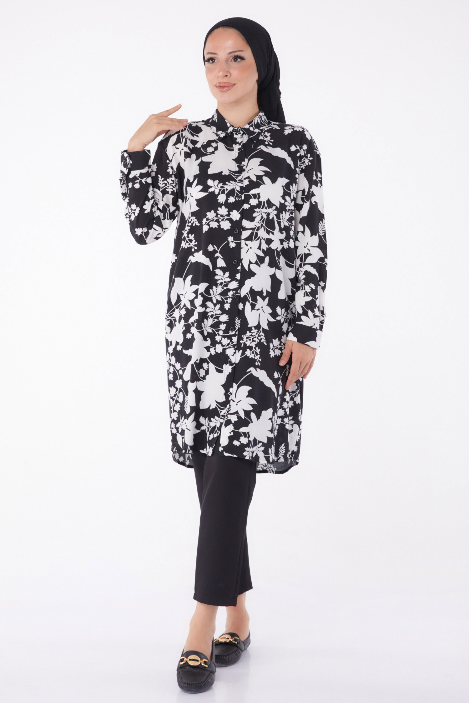 Desenli Tunik Siyah - 26002 - 1