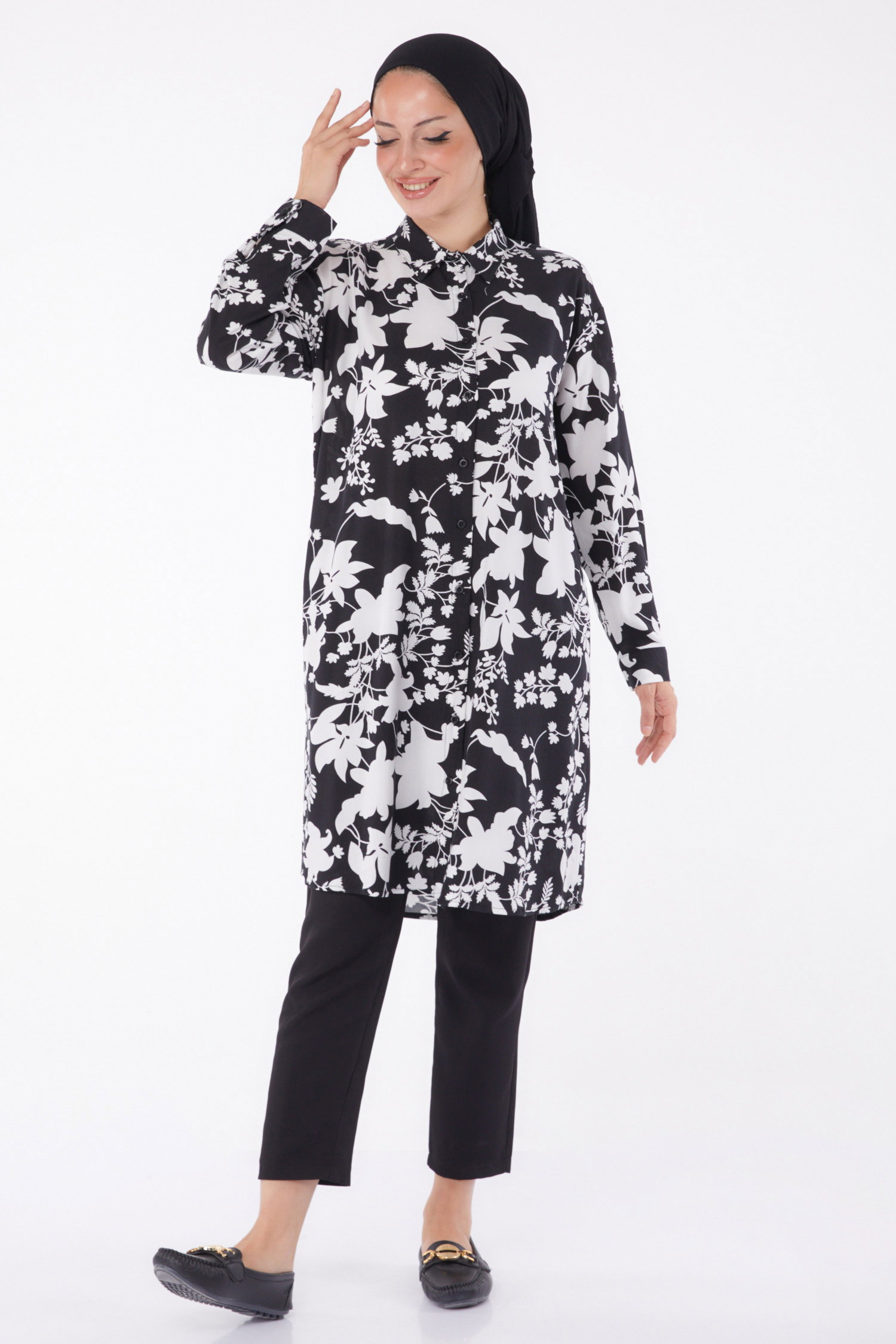 Desenli Tunik Siyah - 26002 - 2