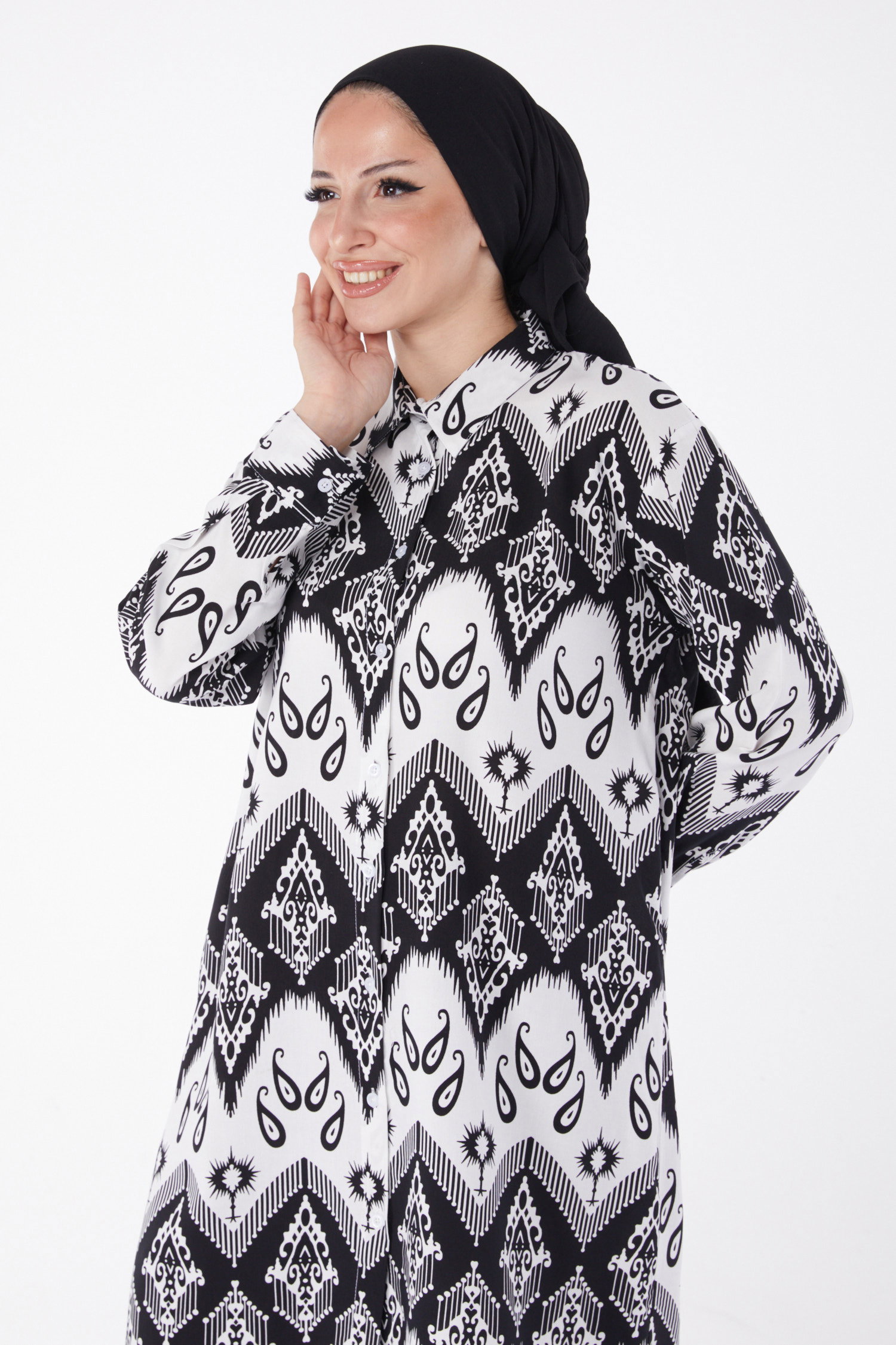 Desenli Tunik Siyah - 26007 - 2