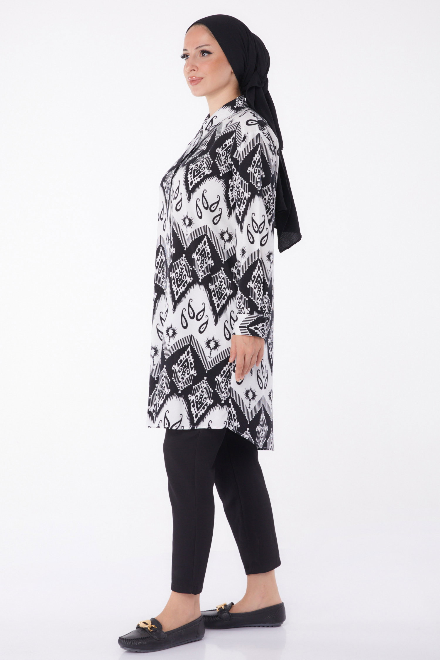 Desenli Tunik Siyah - 26007 - 4