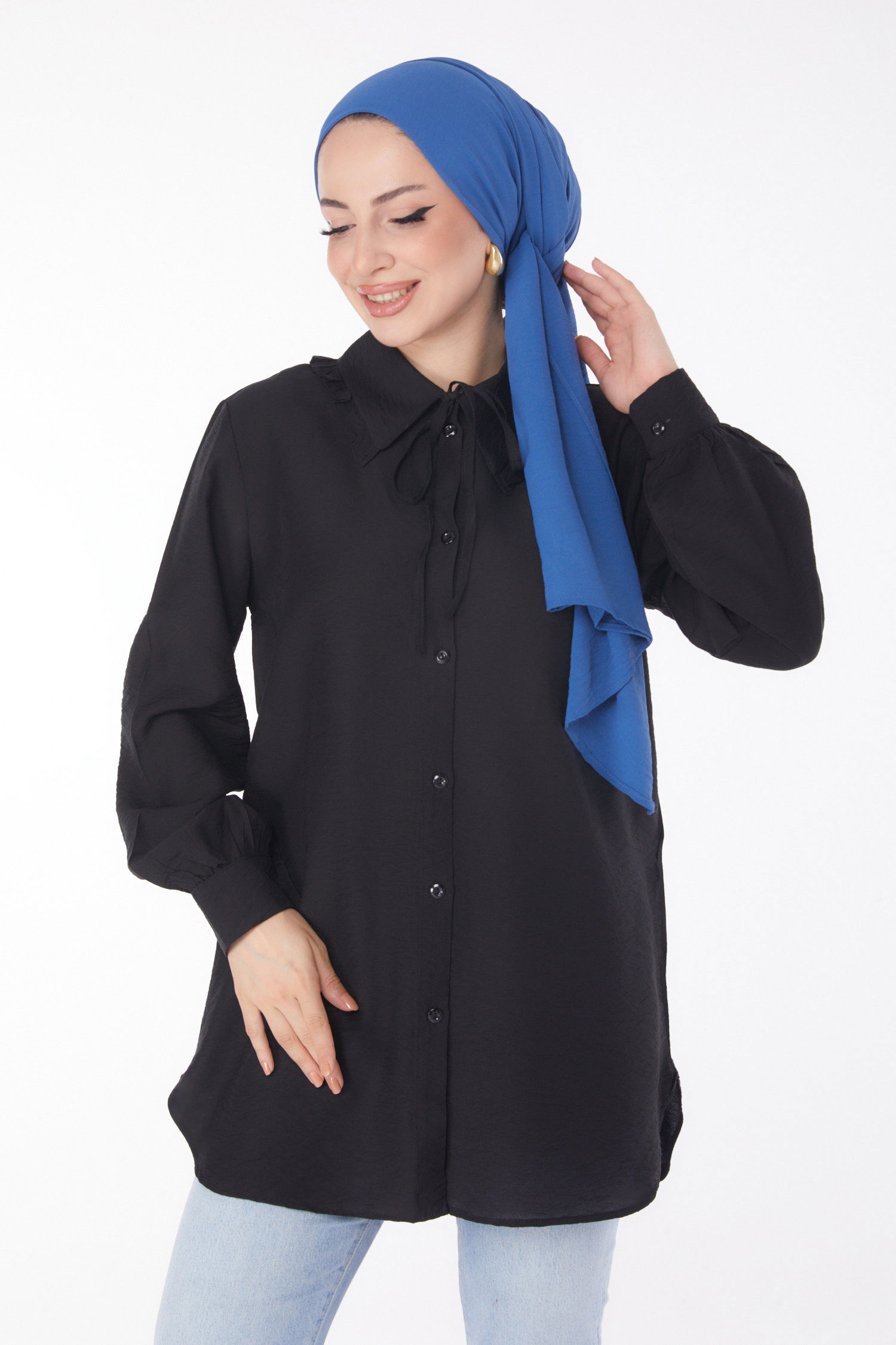 İp Detaylı Tunik Siyah - 25835 - 2