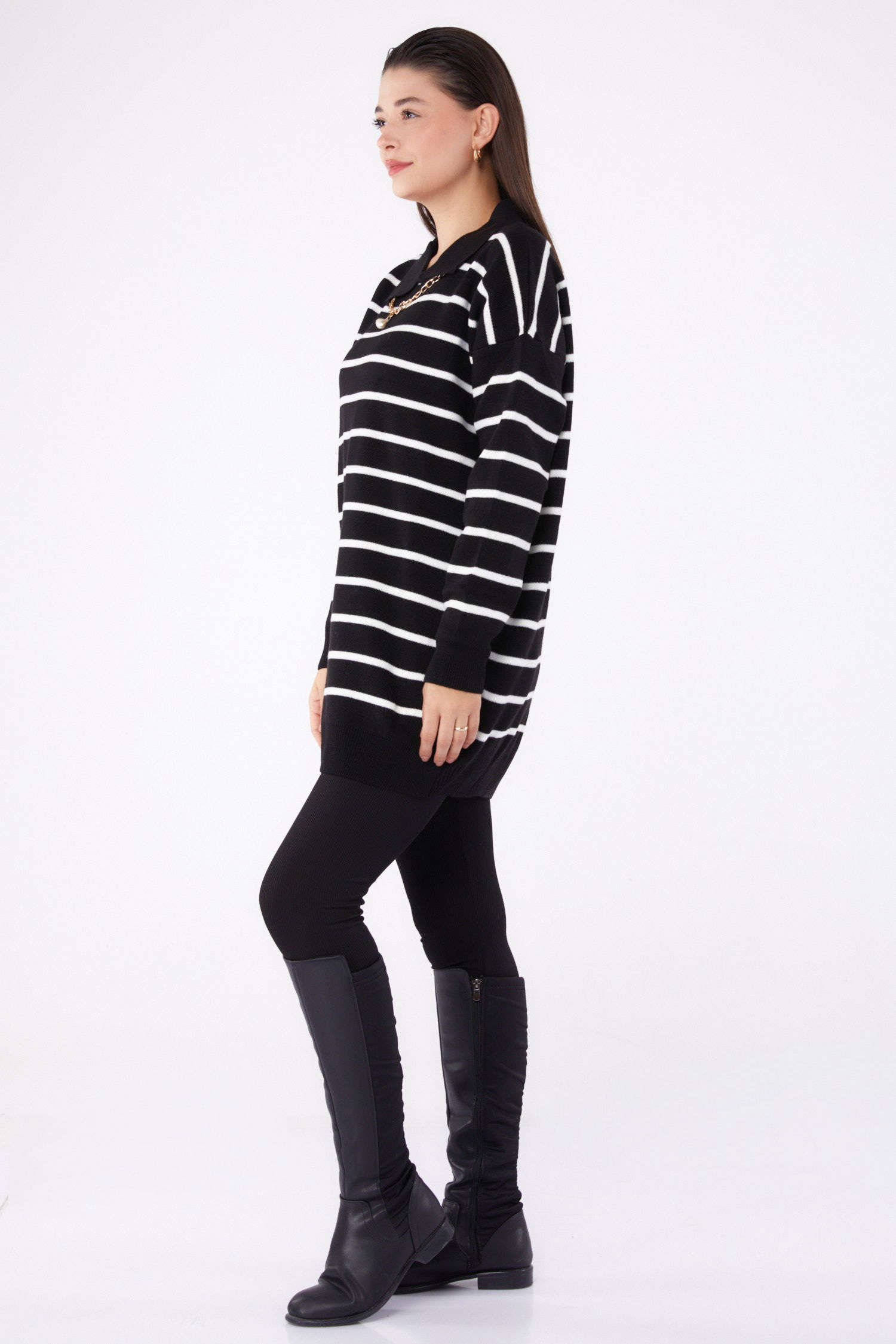 Kolyeli Triko Tunik Siyah - 26422 - 3