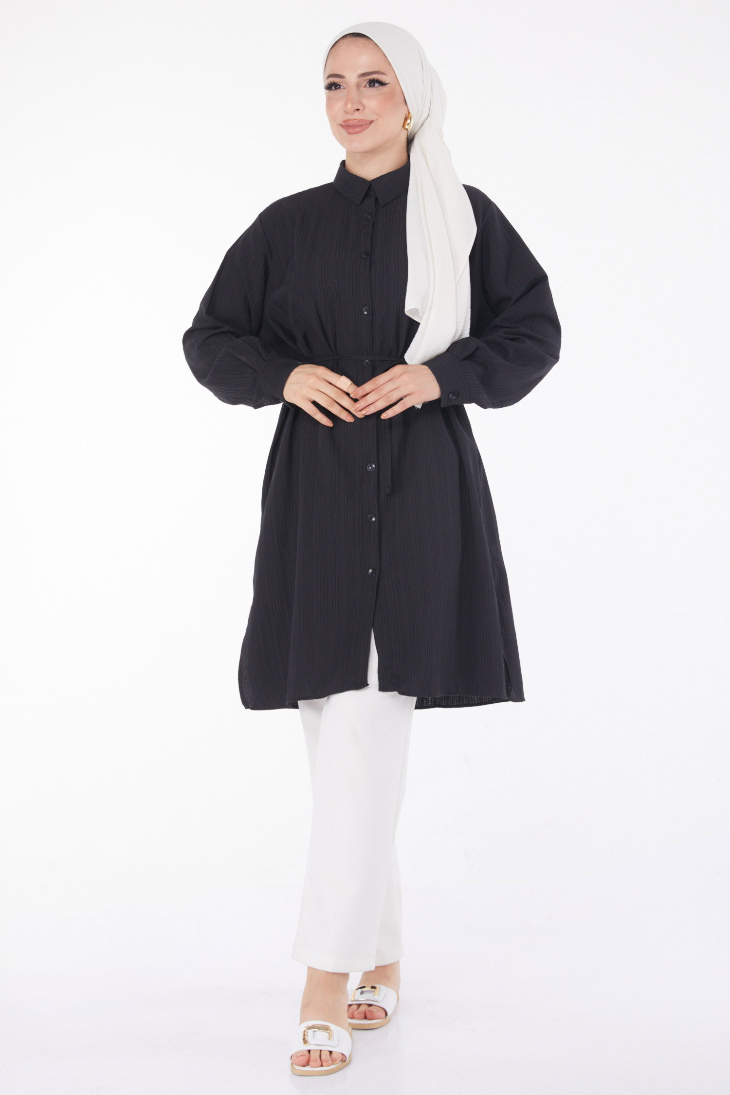 Kuşaklı Tunik Siyah - 25889 - 1
