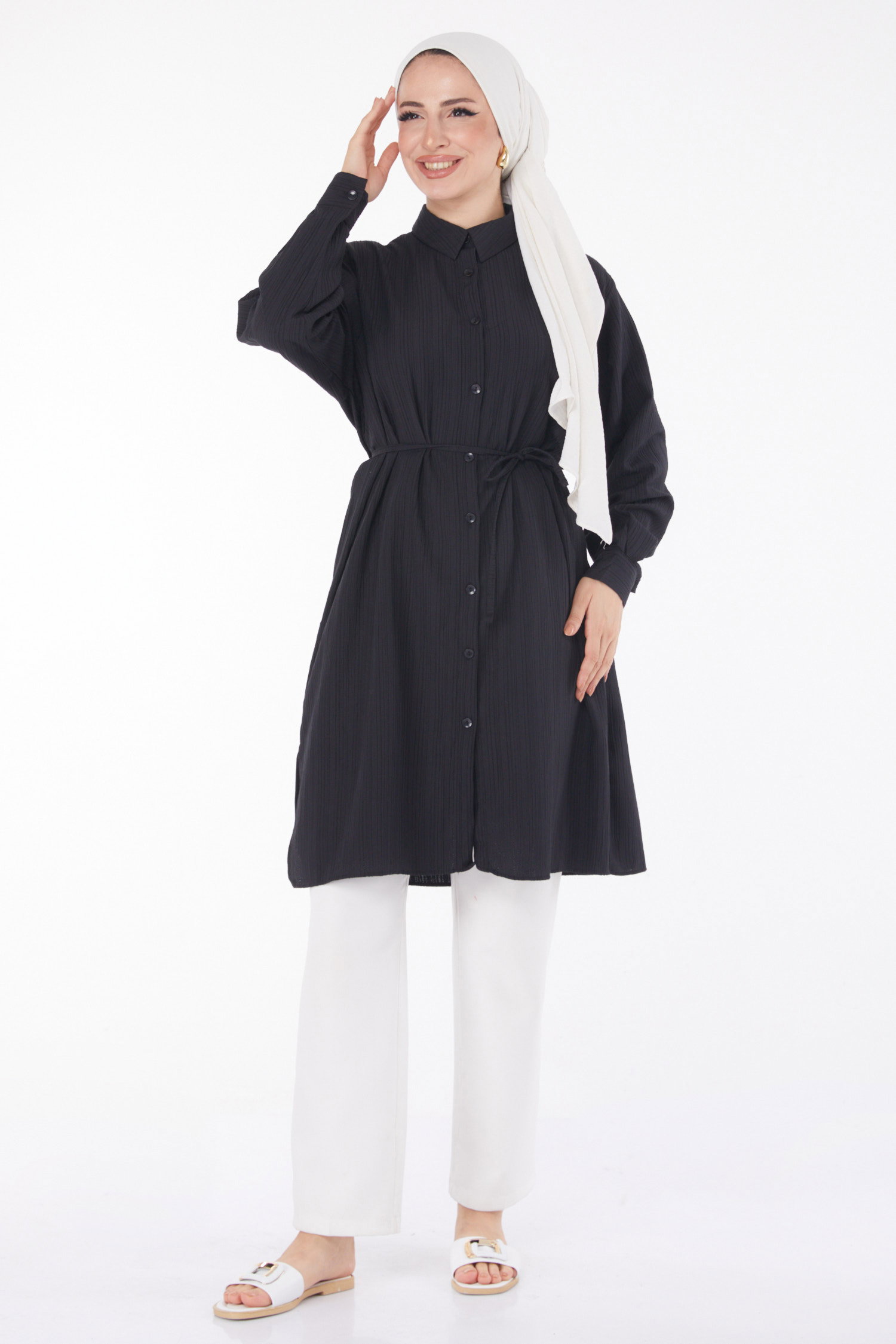 Kuşaklı Tunik Siyah - 25889 - 3