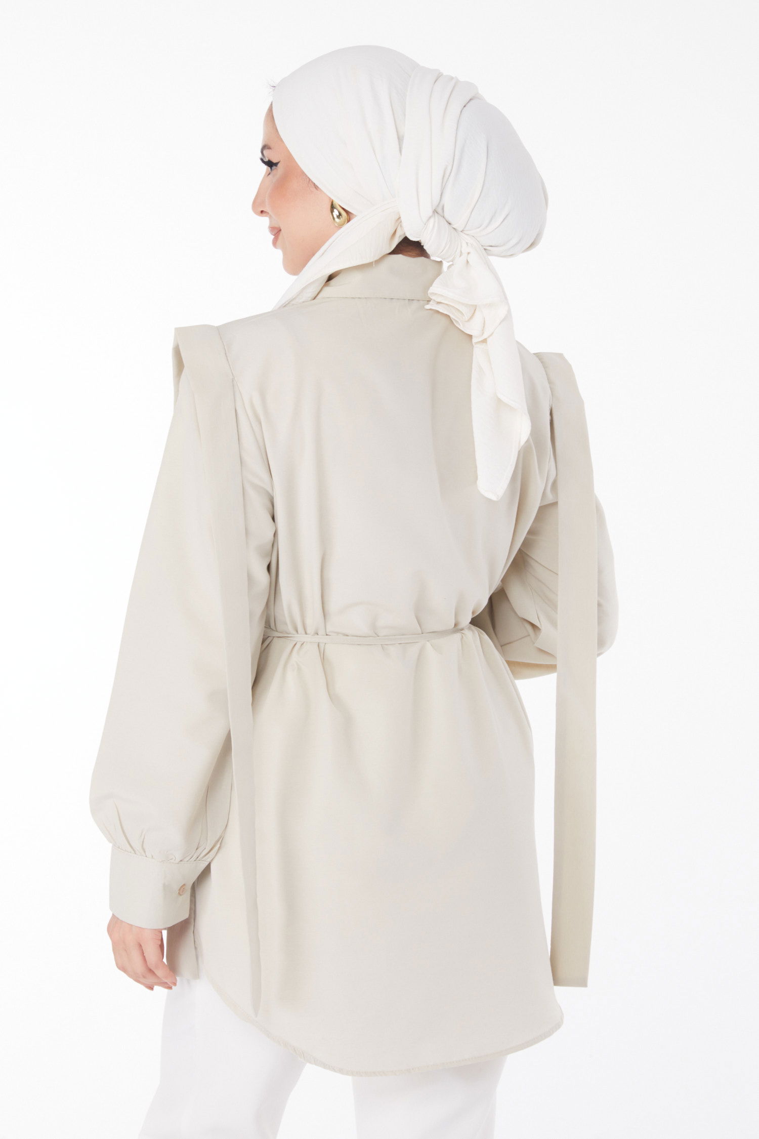 Düz Gömlek Yaka Kadın Tas Bağcıklı Tunik - 25552 - 5