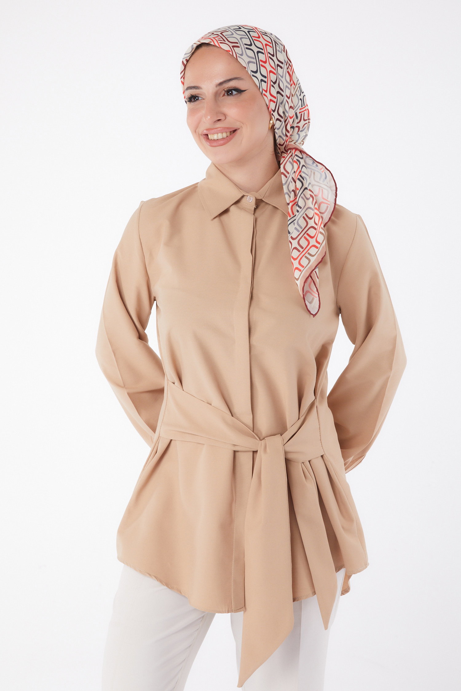 Bağcık Detaylı Tunik Vizon - 13250 - 1