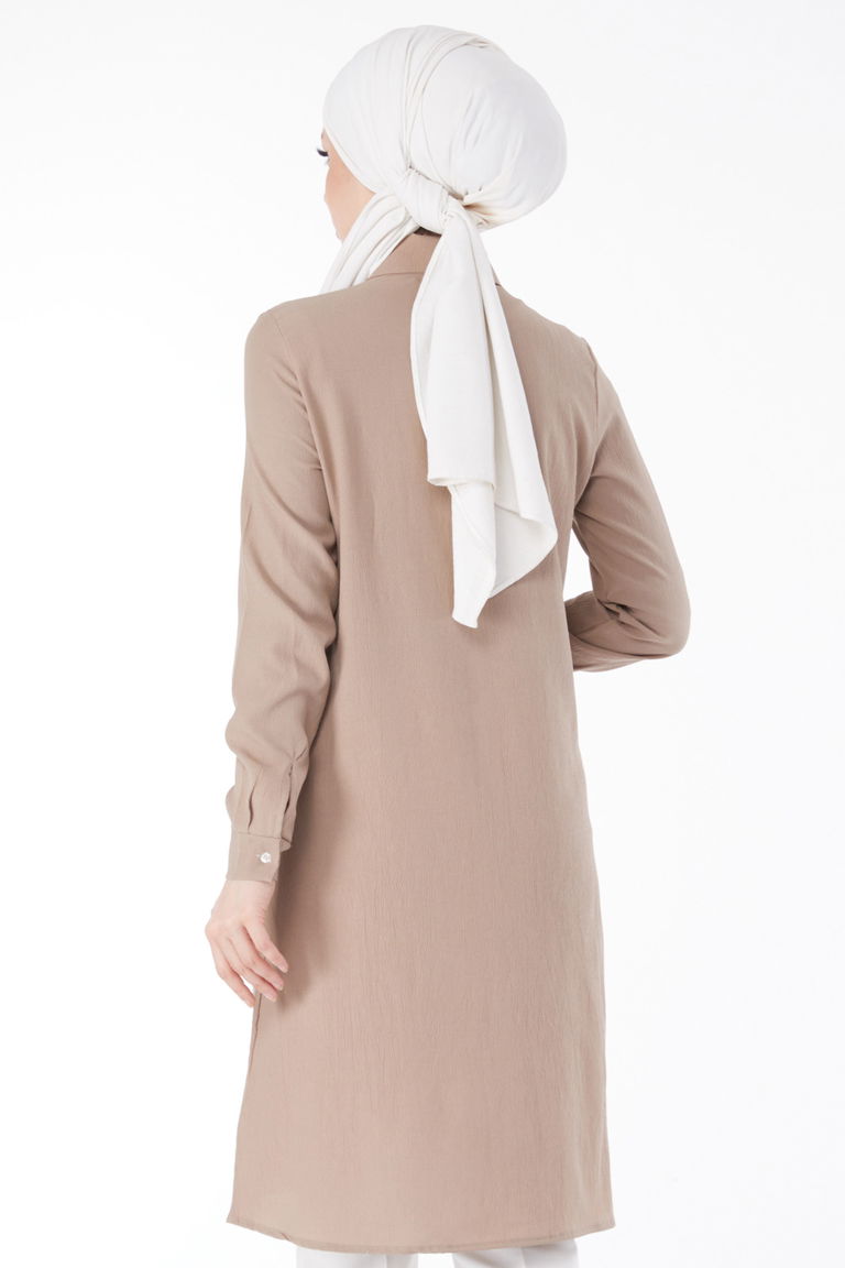 Cep Nakış Detaylı Tunik Vizon - 13123 - TOFİSA