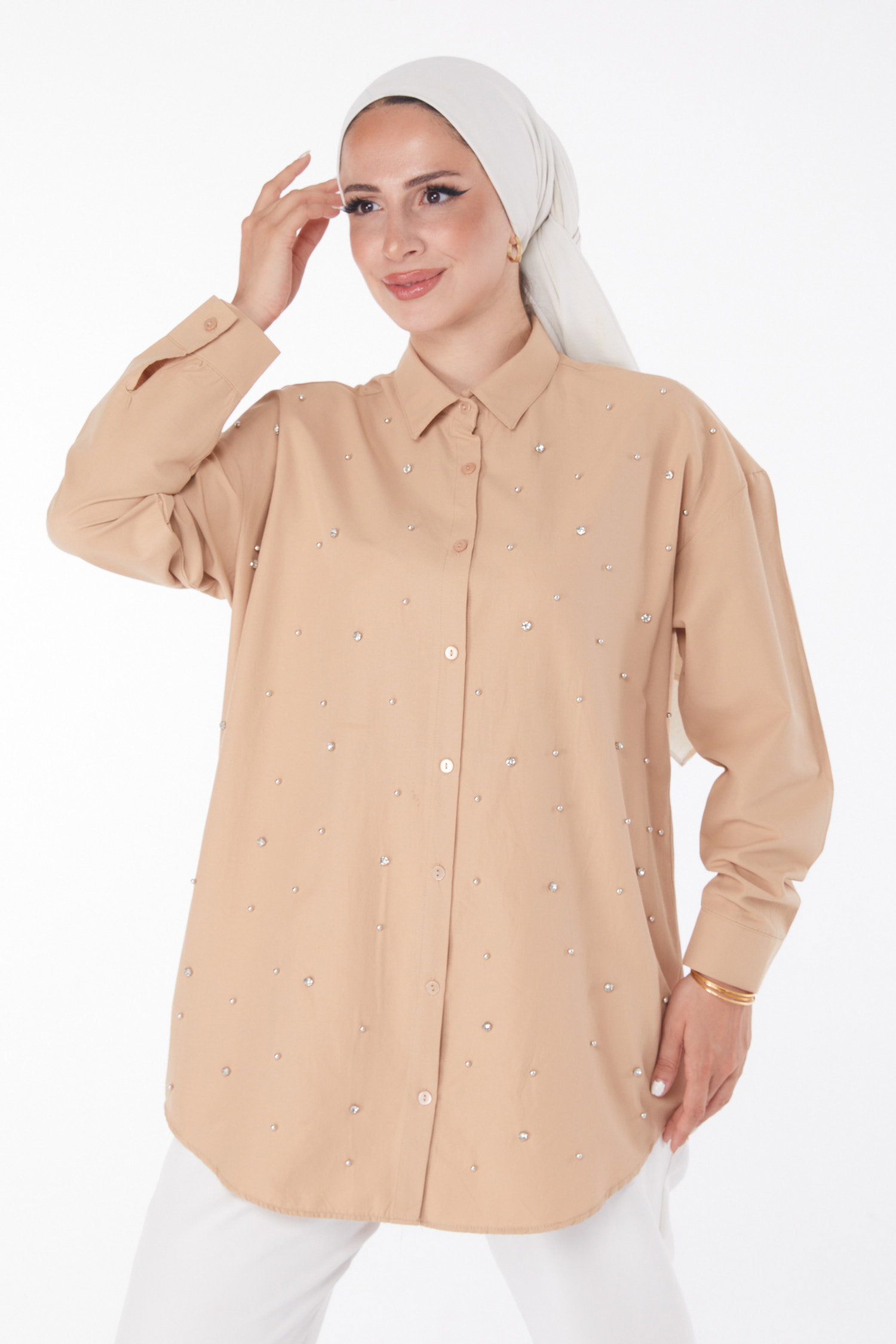 Taşlı Tunik Vizon - 25908 - 1