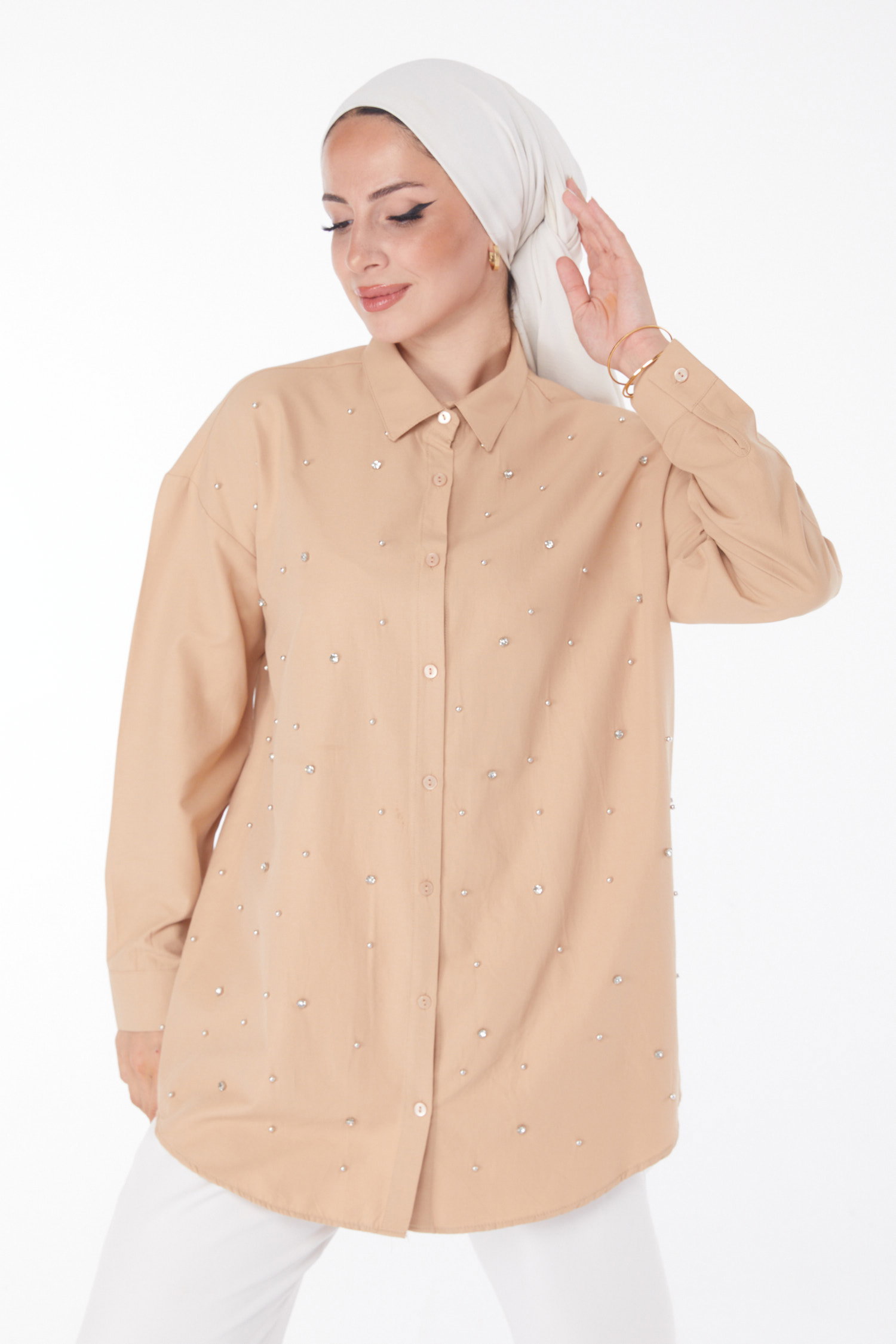 Taşlı Tunik Vizon - 25908 - 2