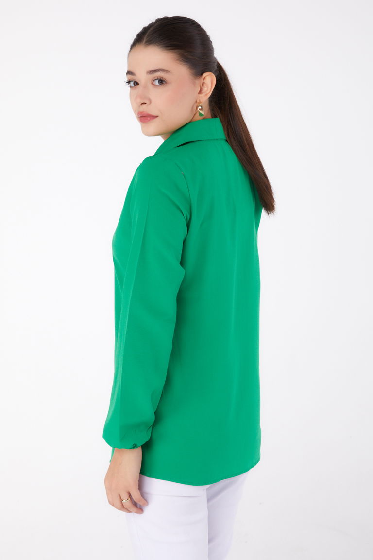Baskılı Gömlek Yesil - 13341 - TOFİSA