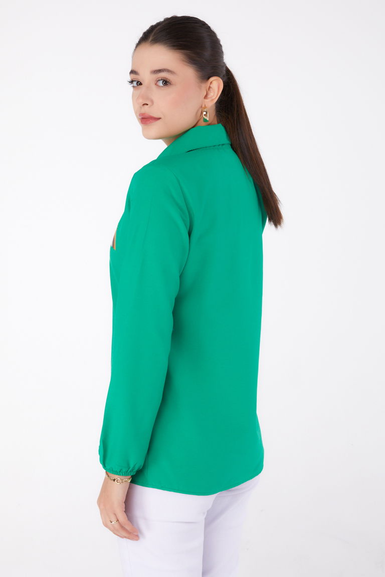 Baskılı Gömlek Yesil - 13345 - TOFİSA