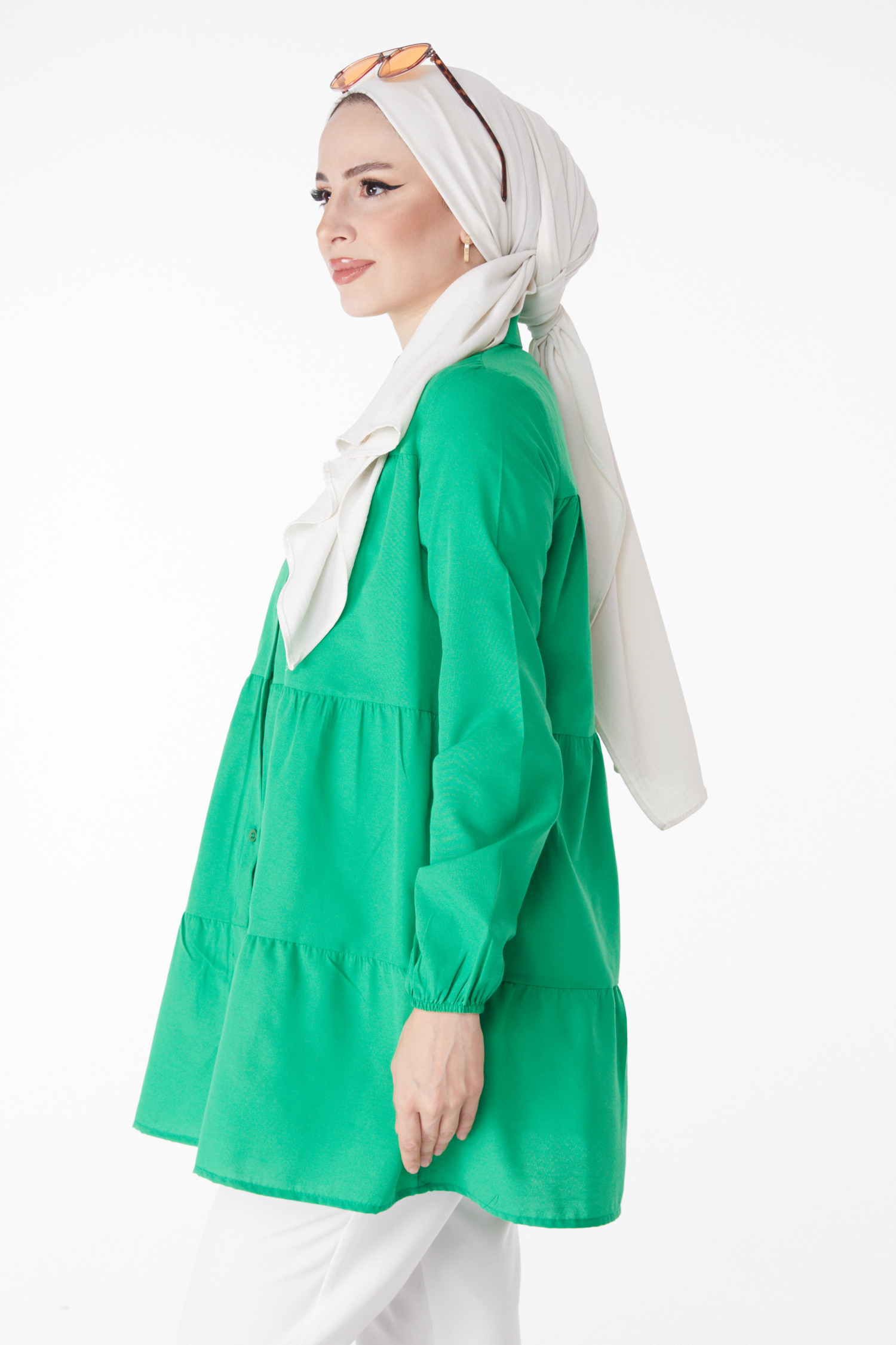 Büzgülü Tunik Yesil - 13177 - 3