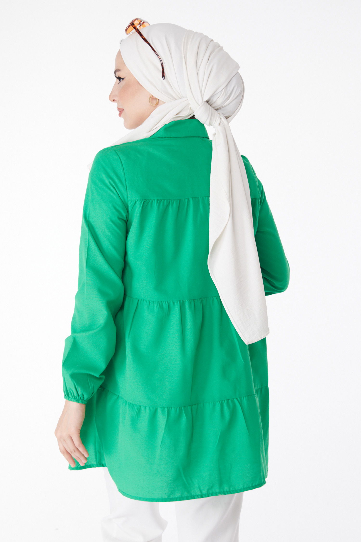 Büzgülü Tunik Yesil - 13177 - 4