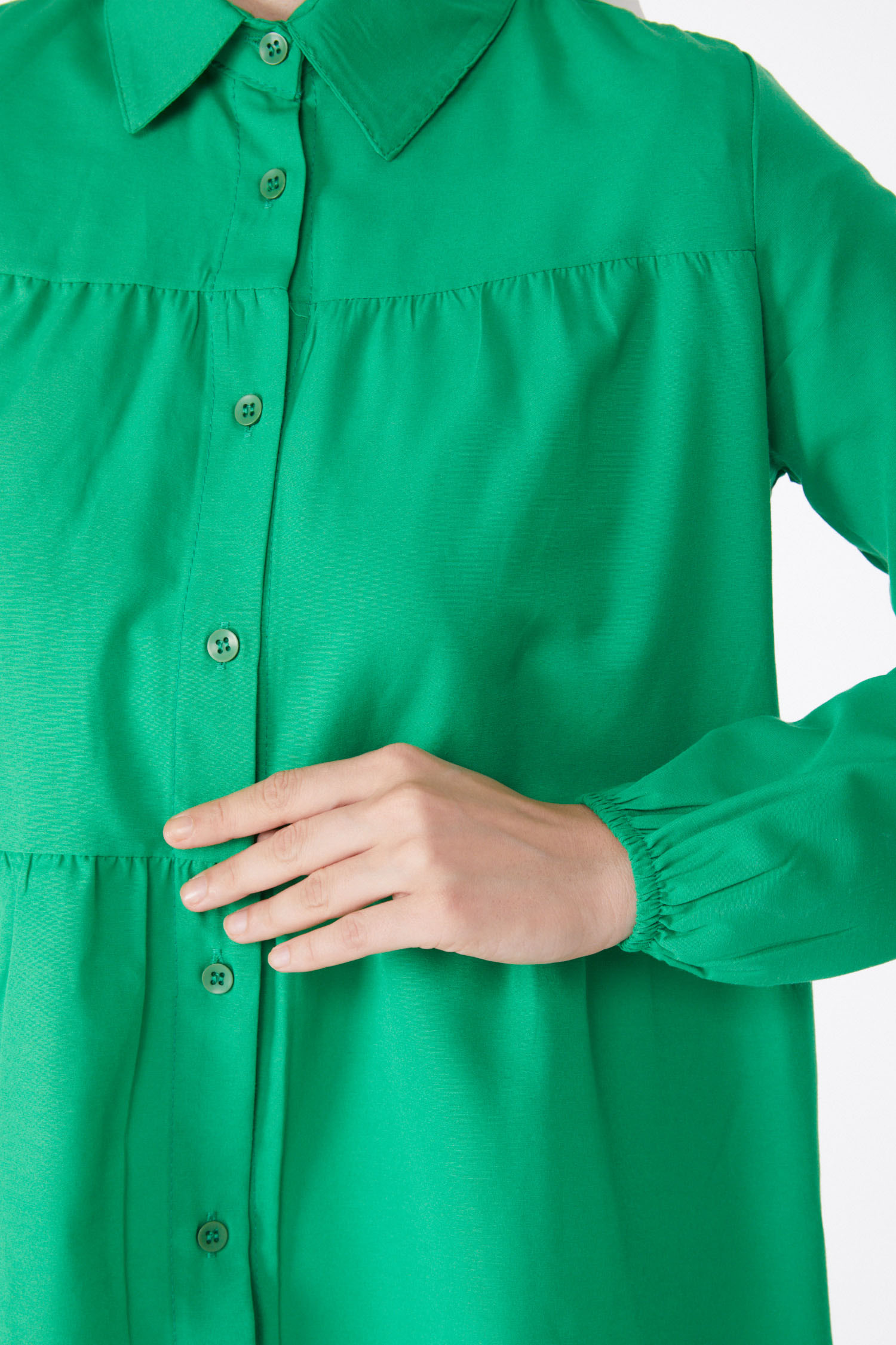 Büzgülü Tunik Yesil - 13177 - 5