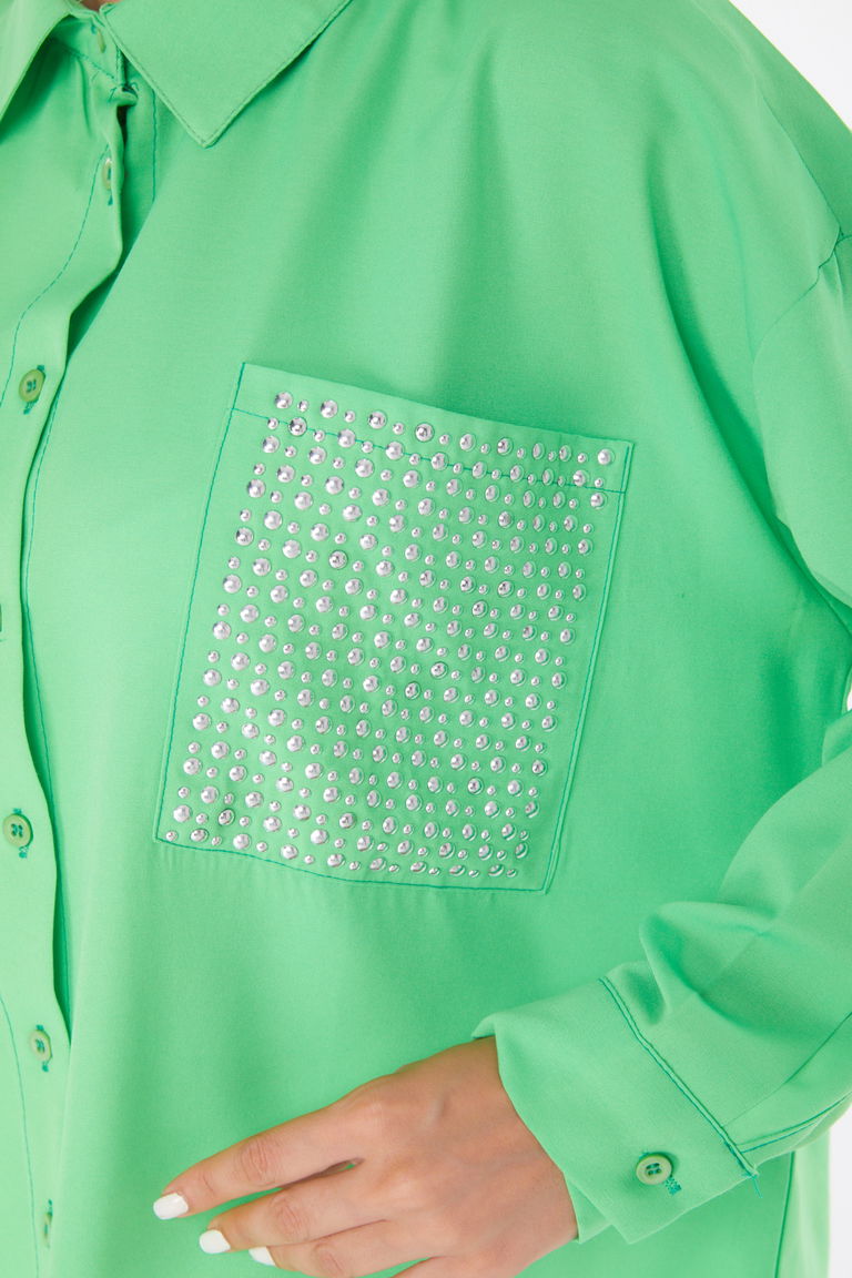 Cep Taş Detaylı Tunik Yesil - 13168 - TOFİSA