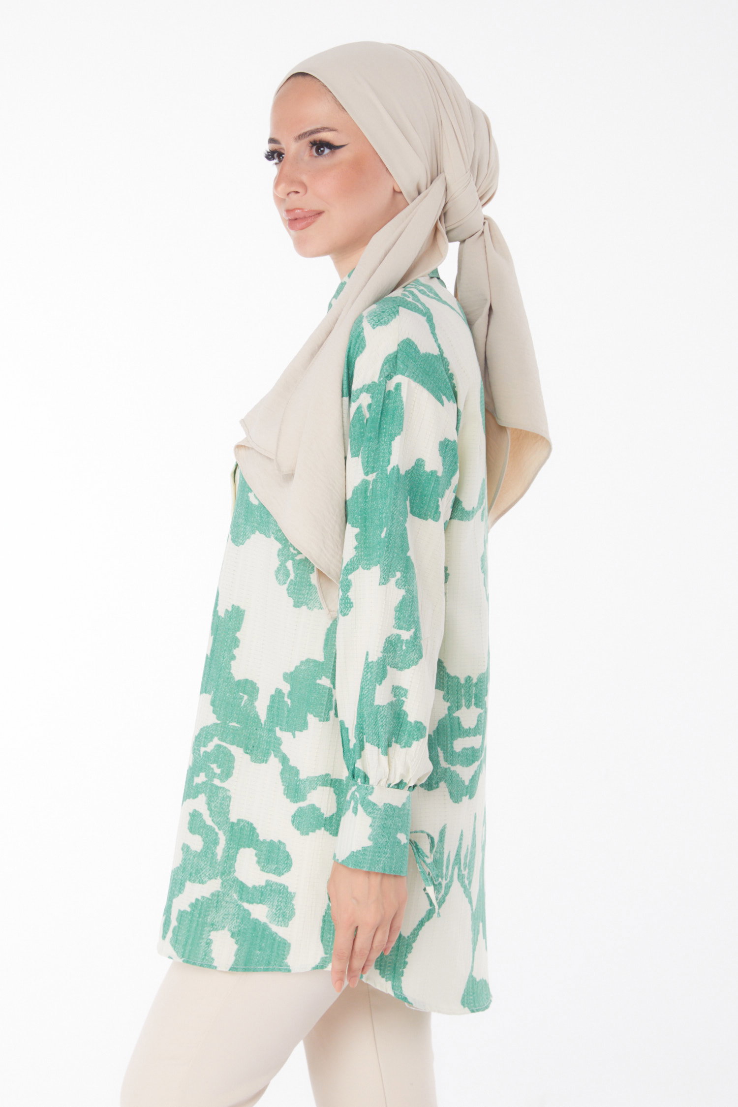Desenli Gömlek Yesil - 25258 - 4