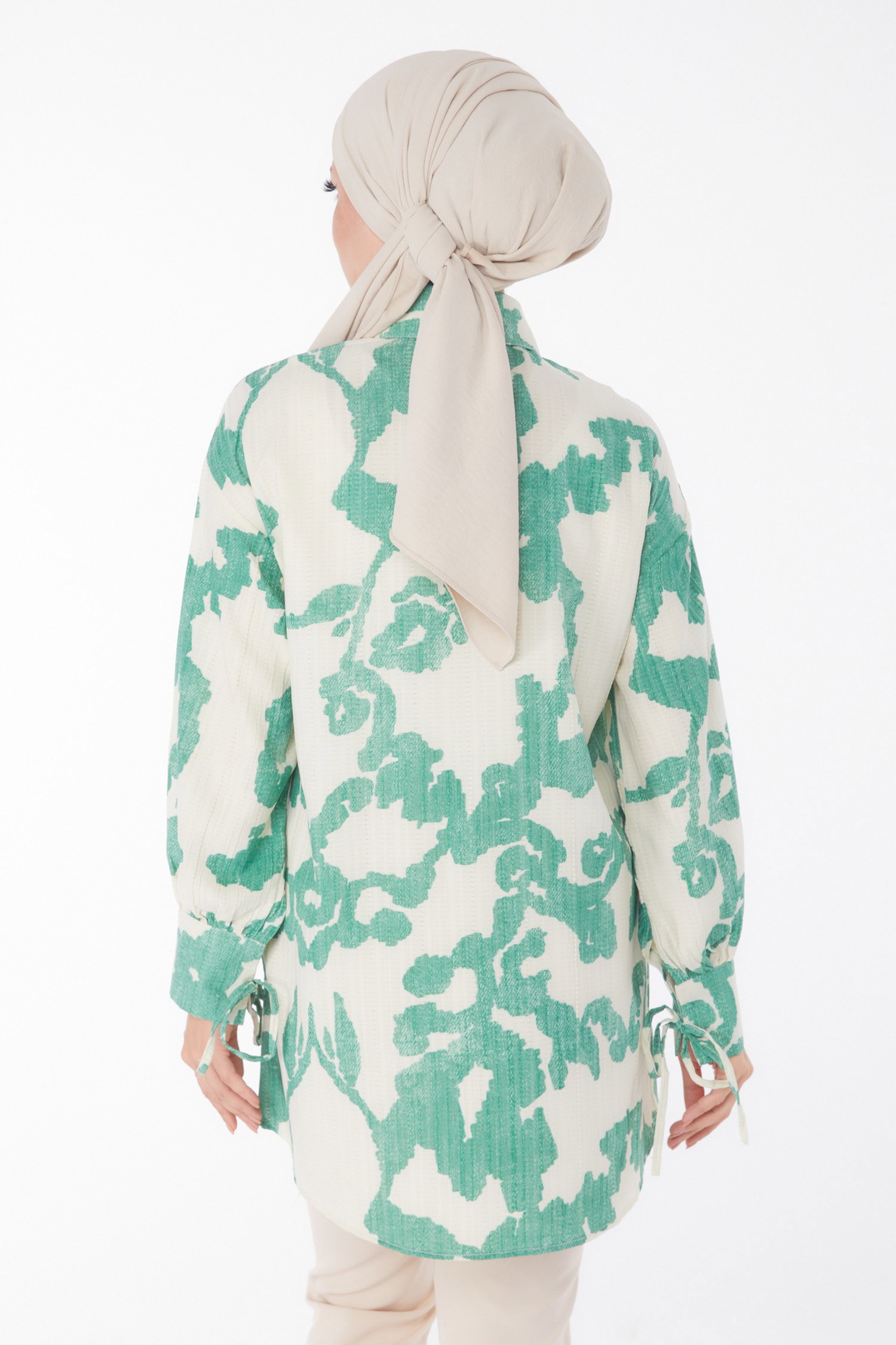 Desenli Gömlek Yesil - 25258 - 5