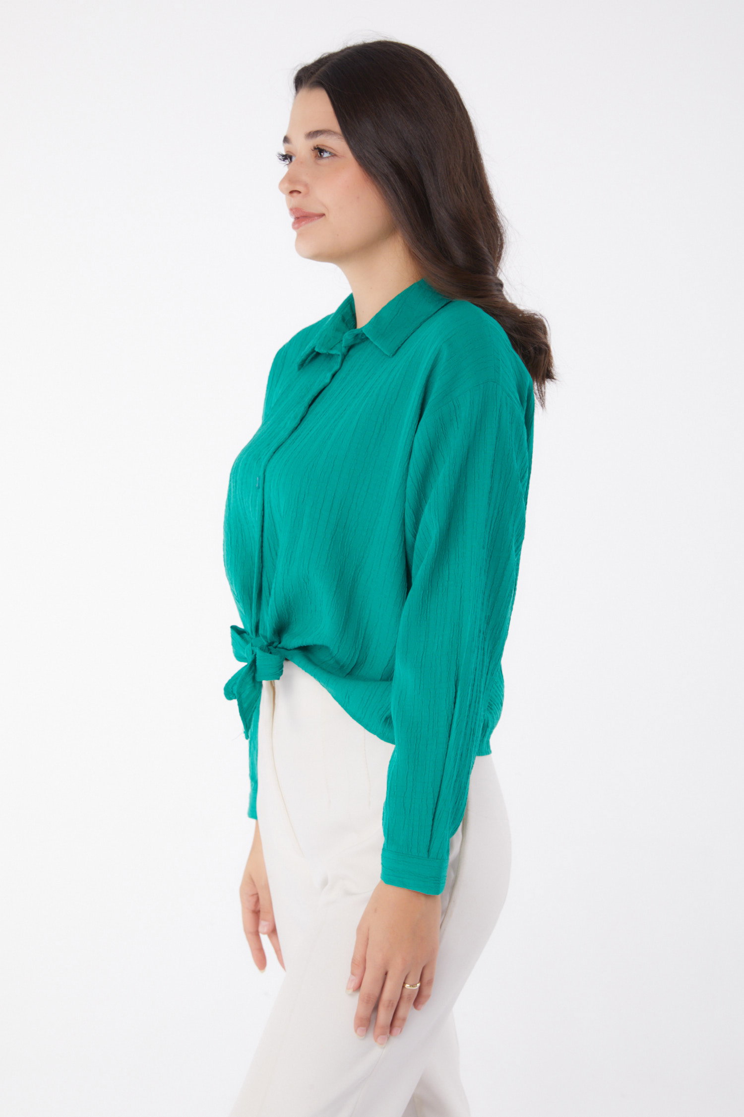 Puket Bağlamalı Gömlek Yesil - 26067 - 3