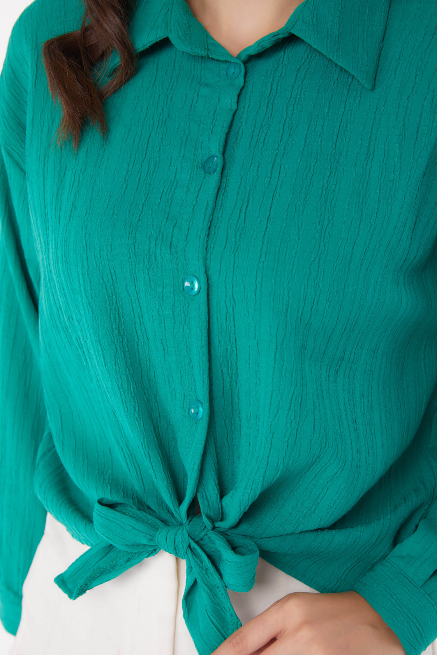 Puket Bağlamalı Gömlek Yesil - 26067 - 5