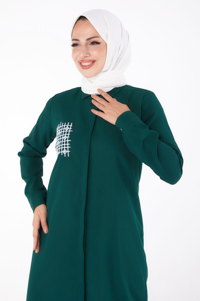 Cep Nakış Detaylı Tunik Zümrüt - 13123 - TOFİSA