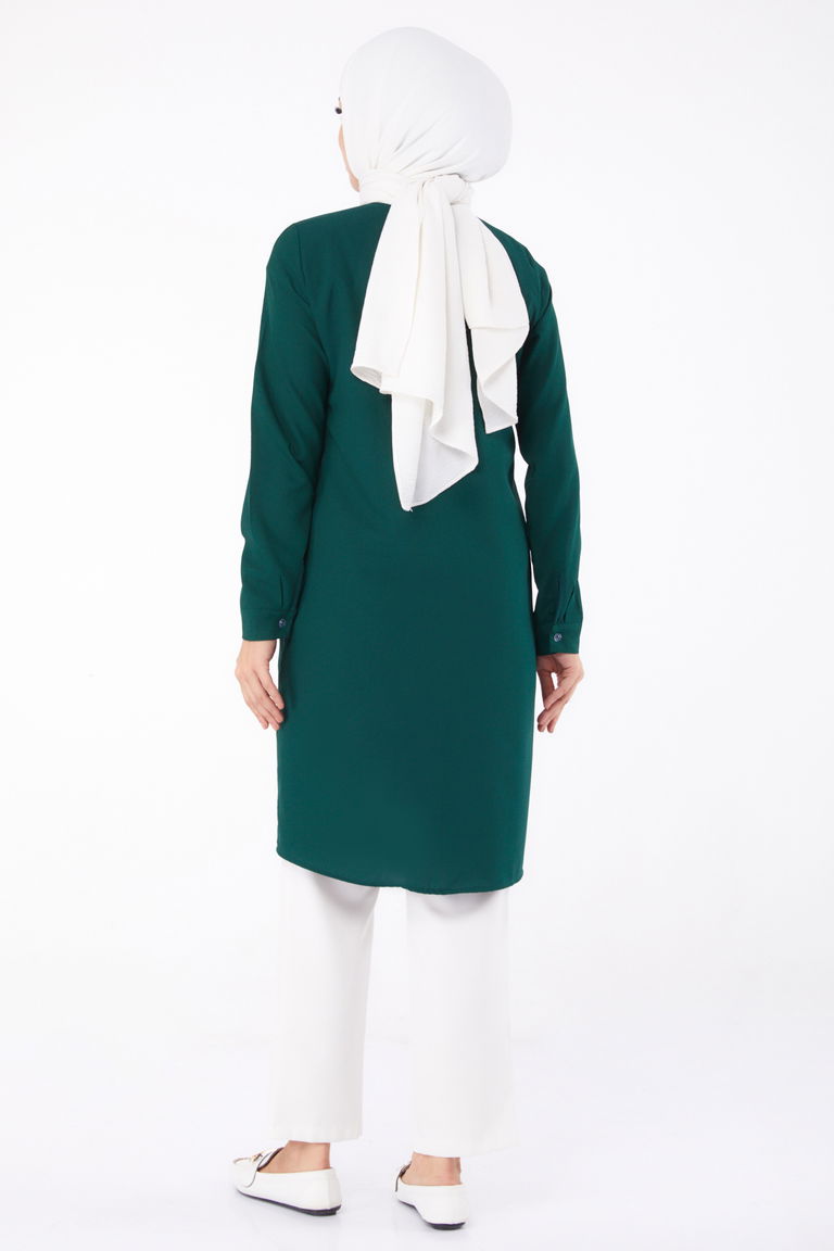 Cep Nakış Detaylı Tunik Zümrüt - 13123 - TOFİSA