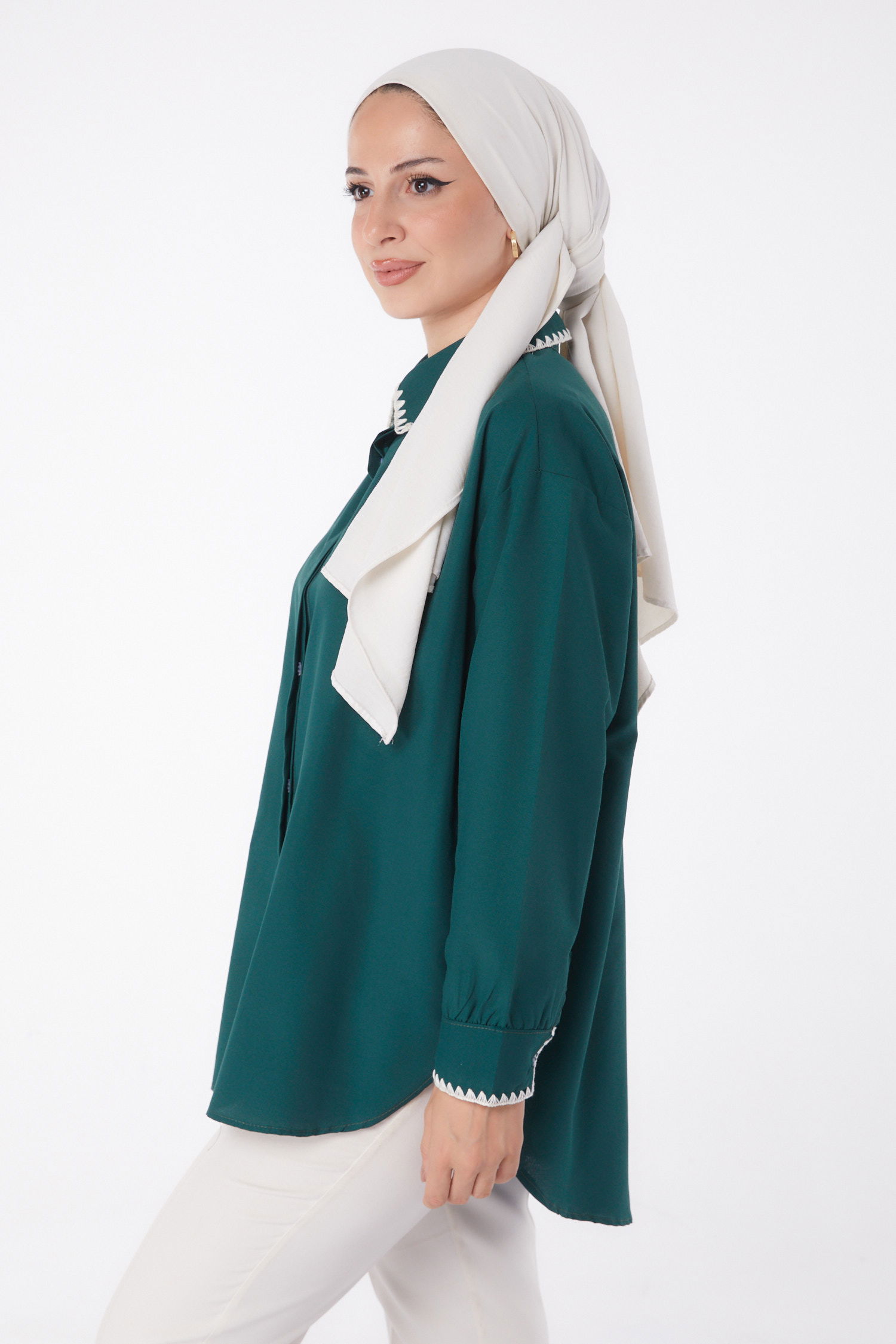 Nakışlı Gömlek Zümrüt - 13253 - 3