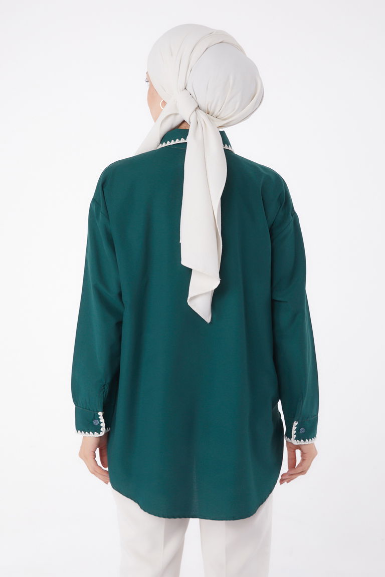 Nakışlı Gömlek Zümrüt - 13253 - TOFİSA