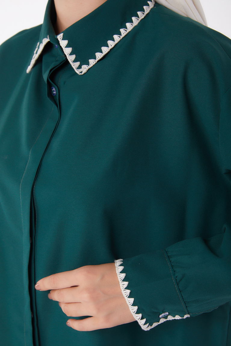 Nakışlı Gömlek Zümrüt - 13253 - TOFİSA