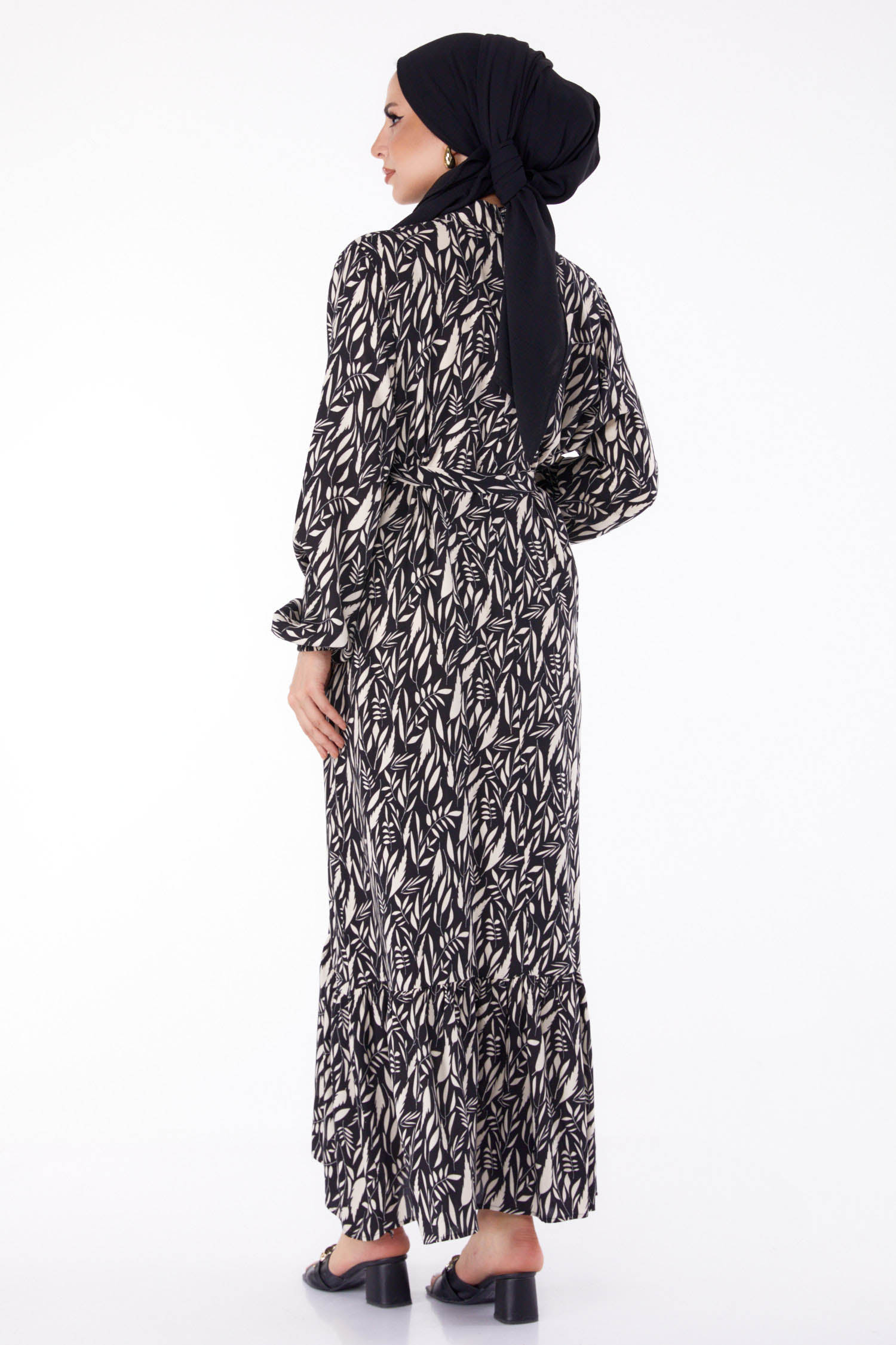 Desenli Elbise Beyaz - 25711 - 5