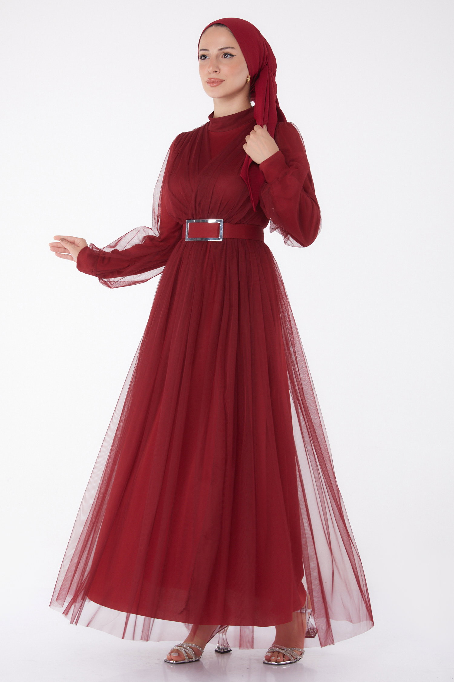 Abiye Elbise Bordo - 26083 - 1