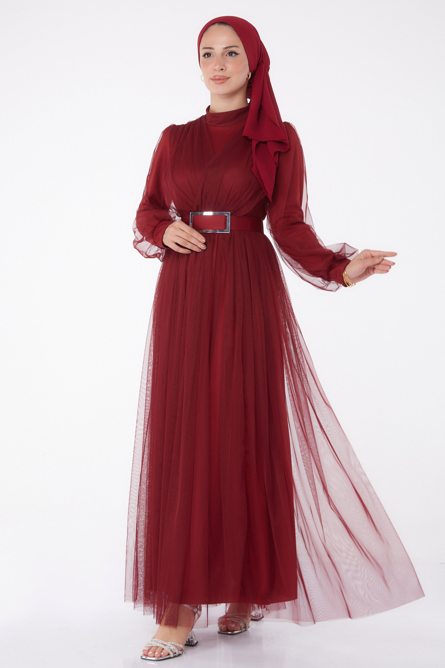 Abiye Elbise Bordo - 26083 - 2