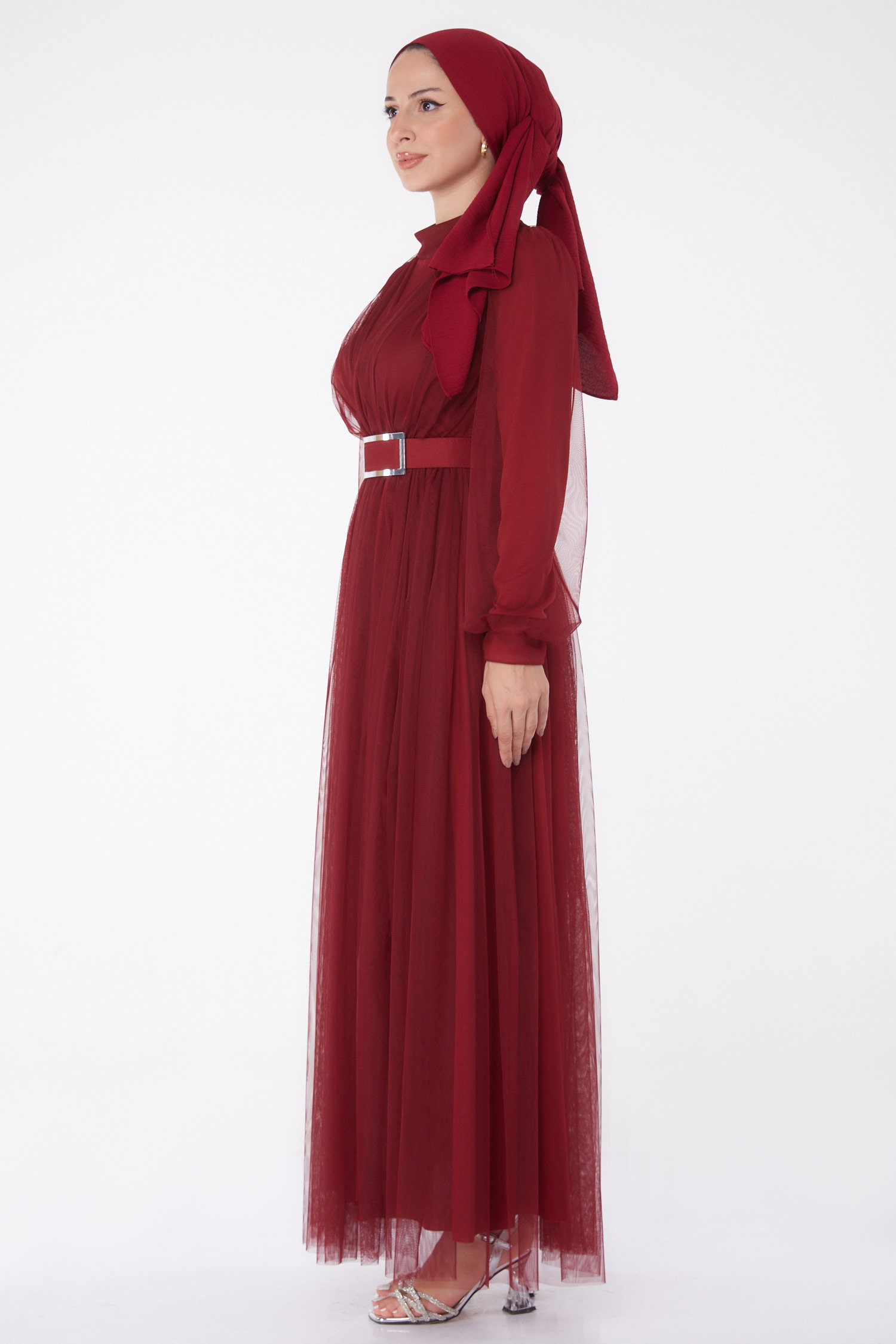 Abiye Elbise Bordo - 26083 - 4