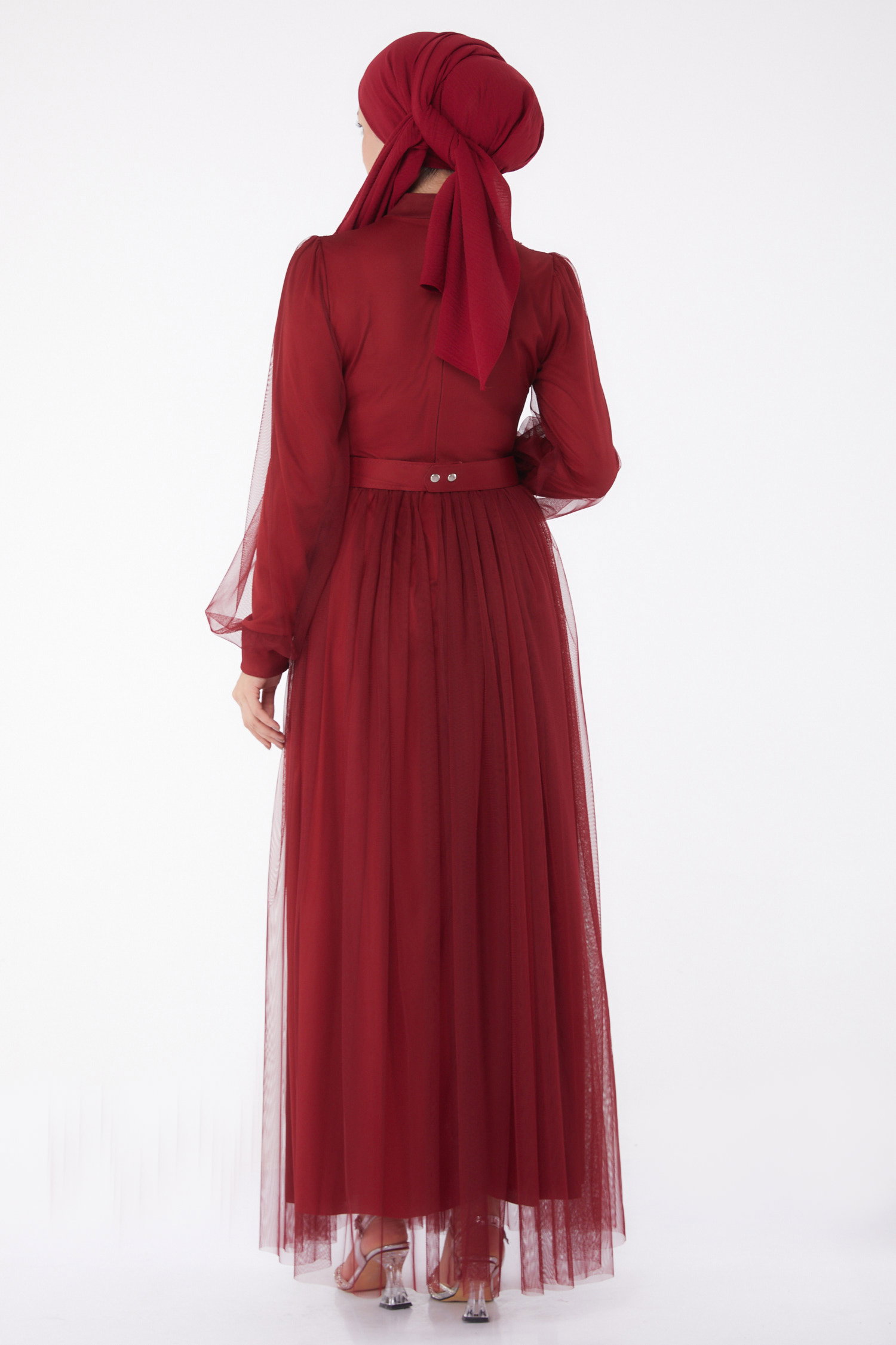 Abiye Elbise Bordo - 26083 - 5
