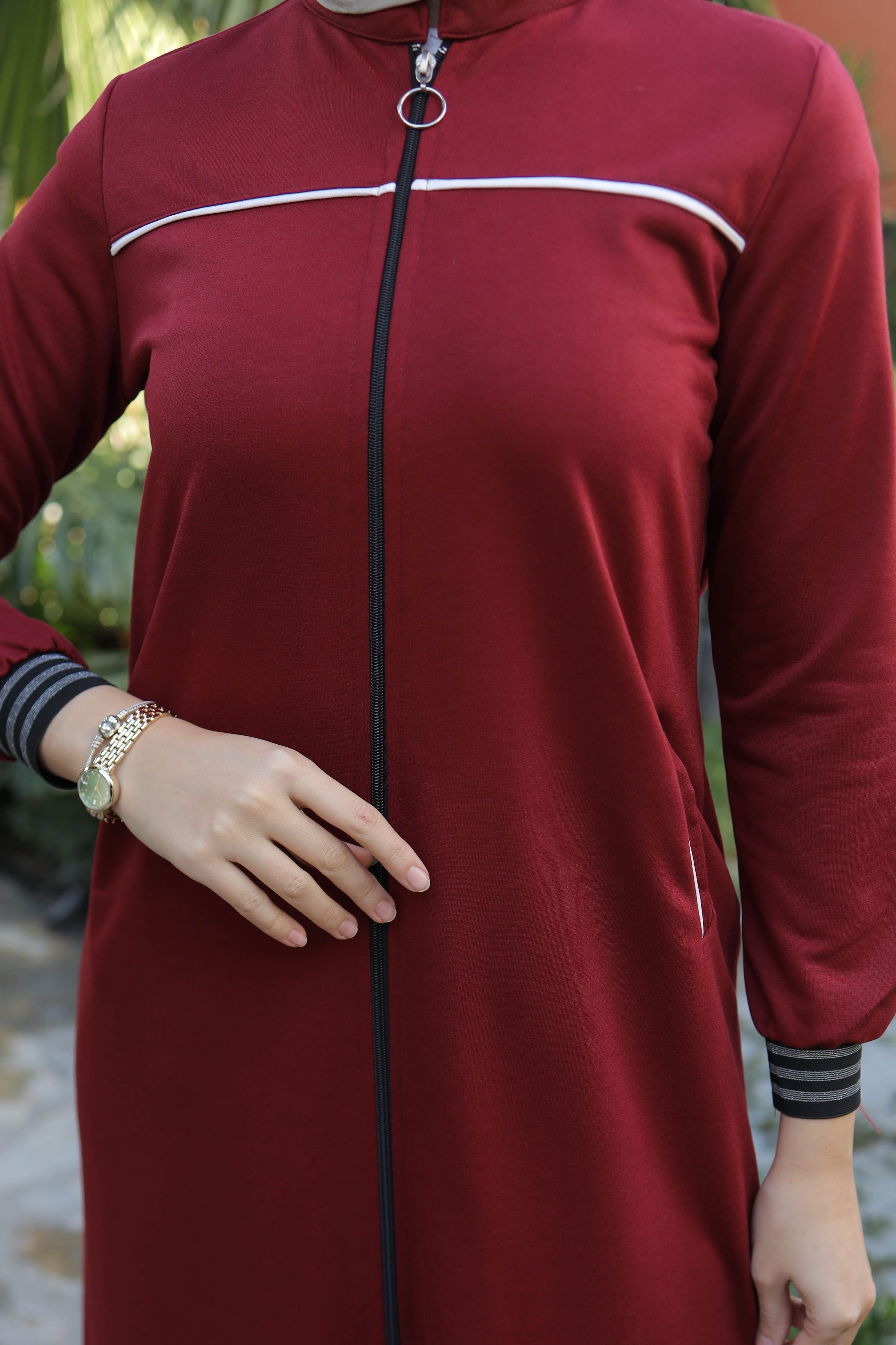 Şeritli Kap Bordo - 13346 - 7