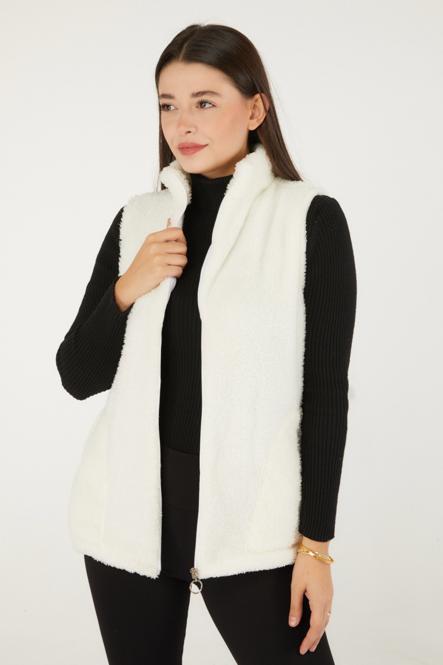 Peluş Yelek Ekru - 13356 - 3