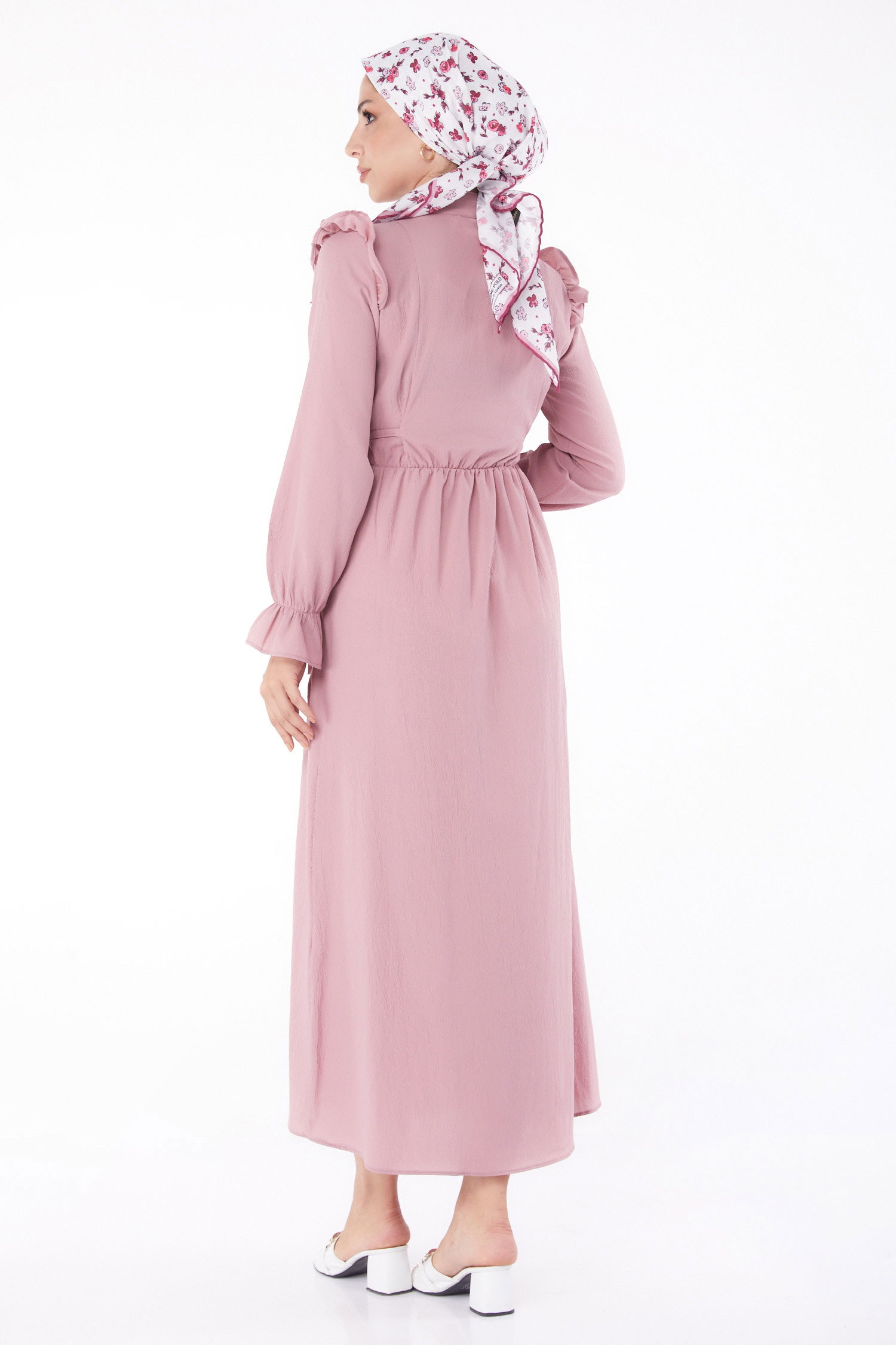 Fırfırlı Elbise Gül - 13269 - 5