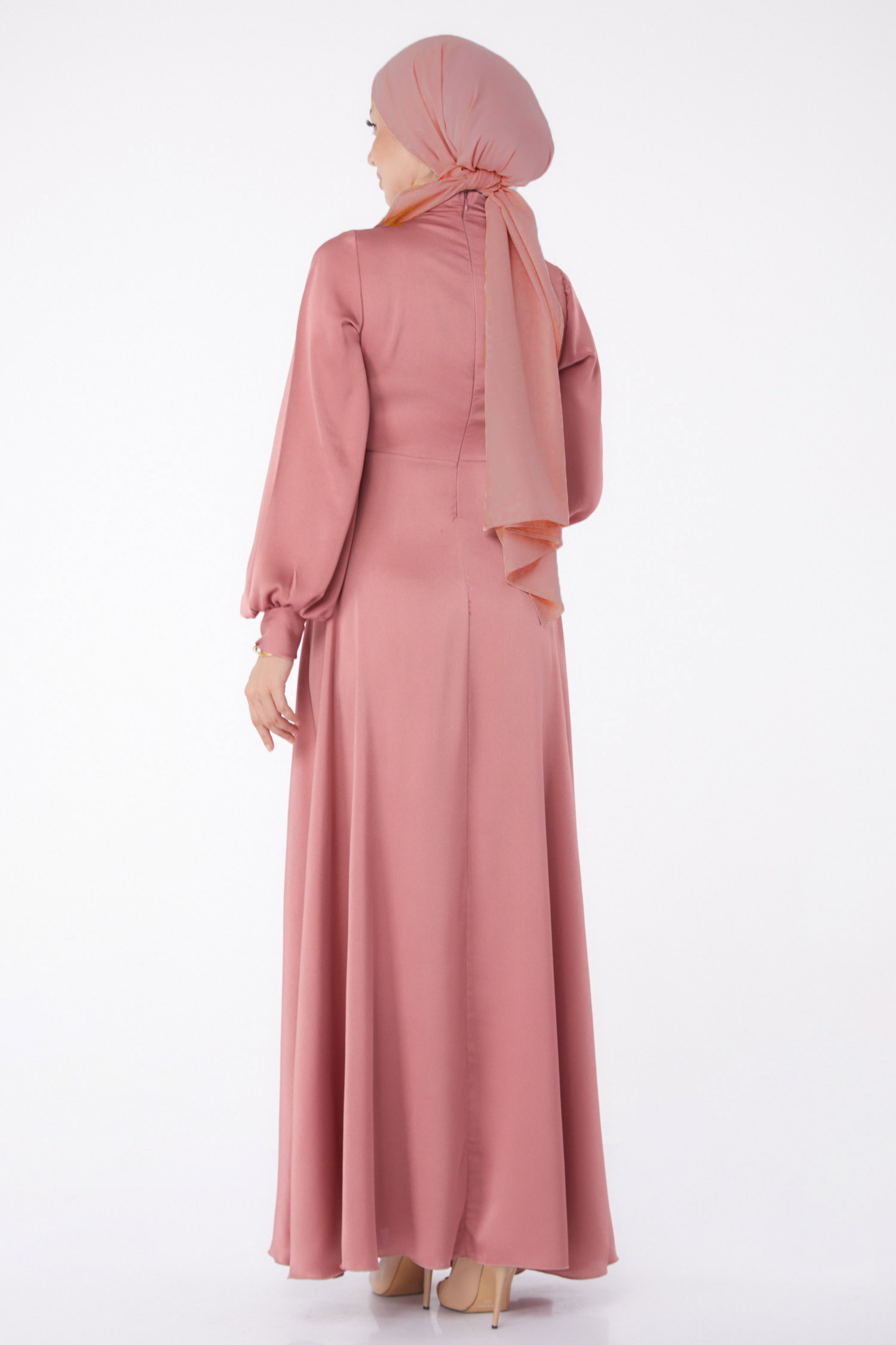 Önden Bağlamalı Abiye Elbise Gül - 25342 - 6