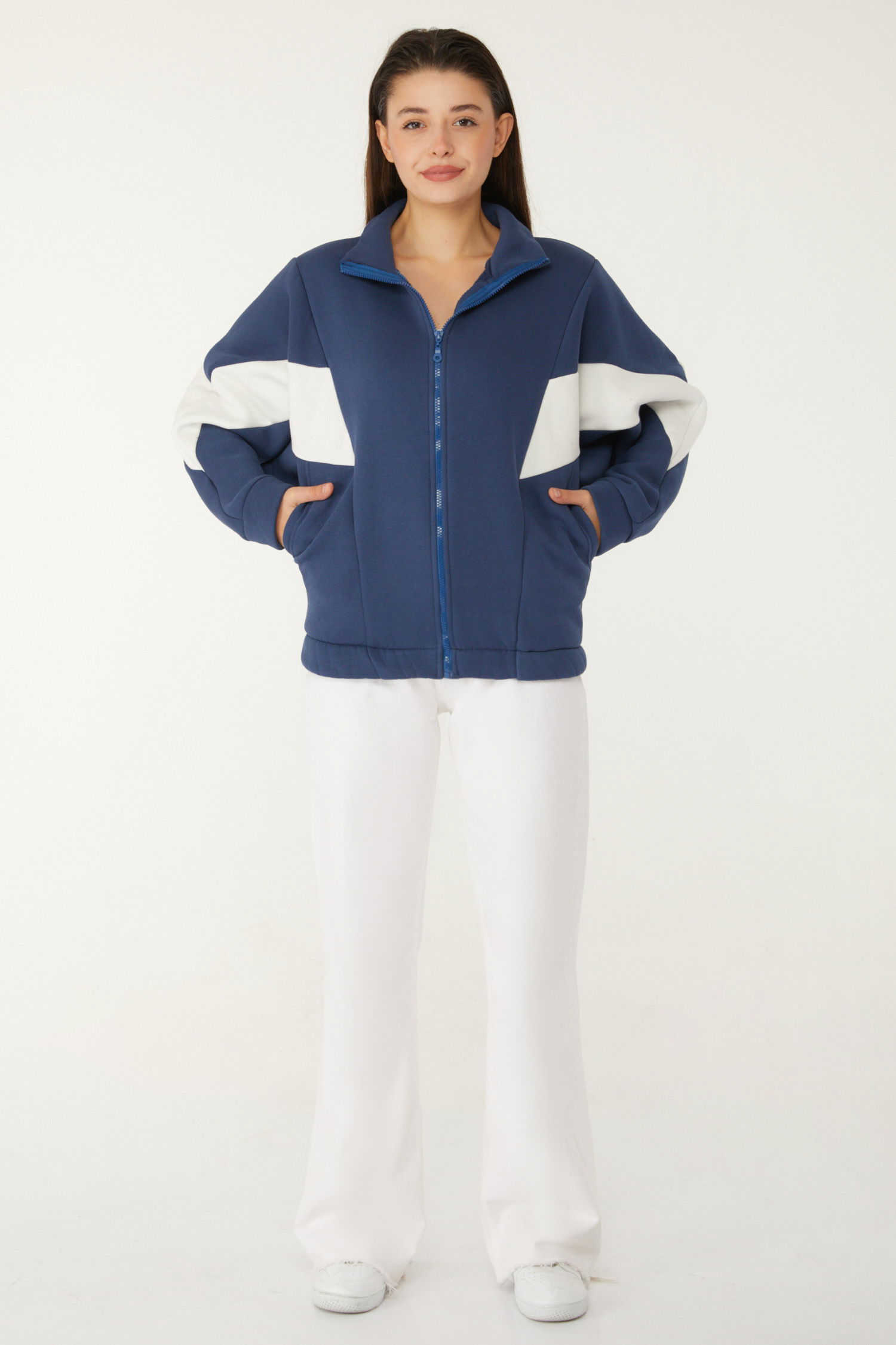 Fermuarlı sweatshirt Lacivert - 26543 - 1