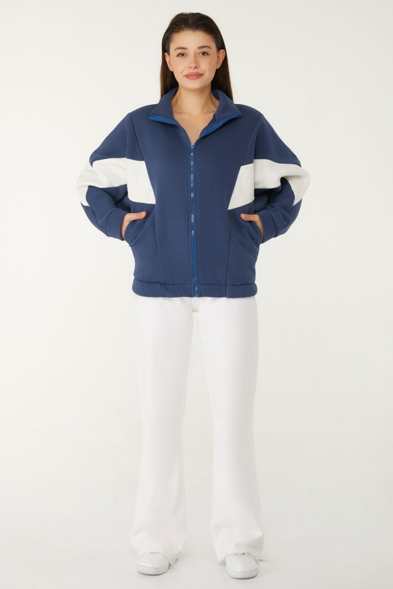 Fermuarlı sweatshirt Lacivert - 26543 - TOFİSA