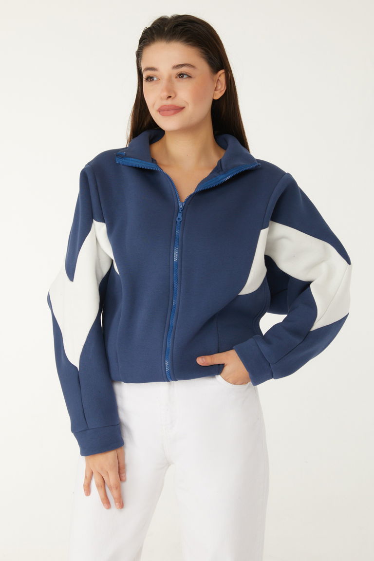 Fermuarlı sweatshirt Lacivert - 26543 - TOFİSA