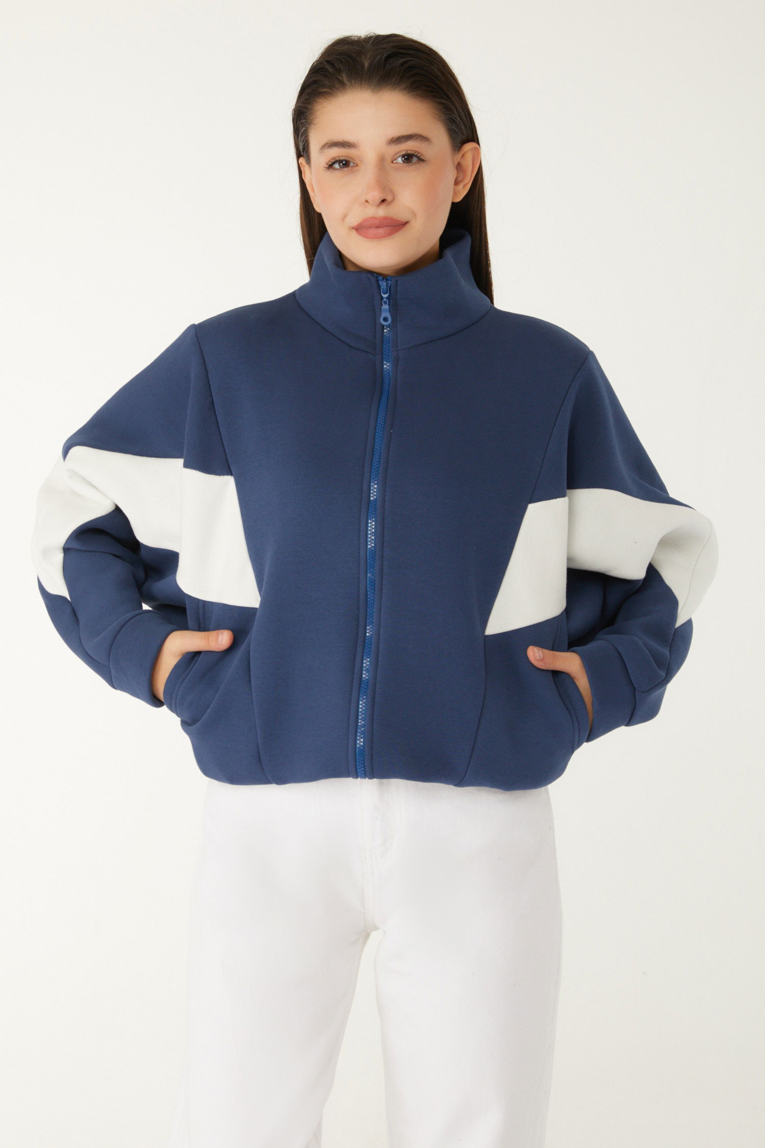 Fermuarlı sweatshirt Lacivert - 26543 - 3