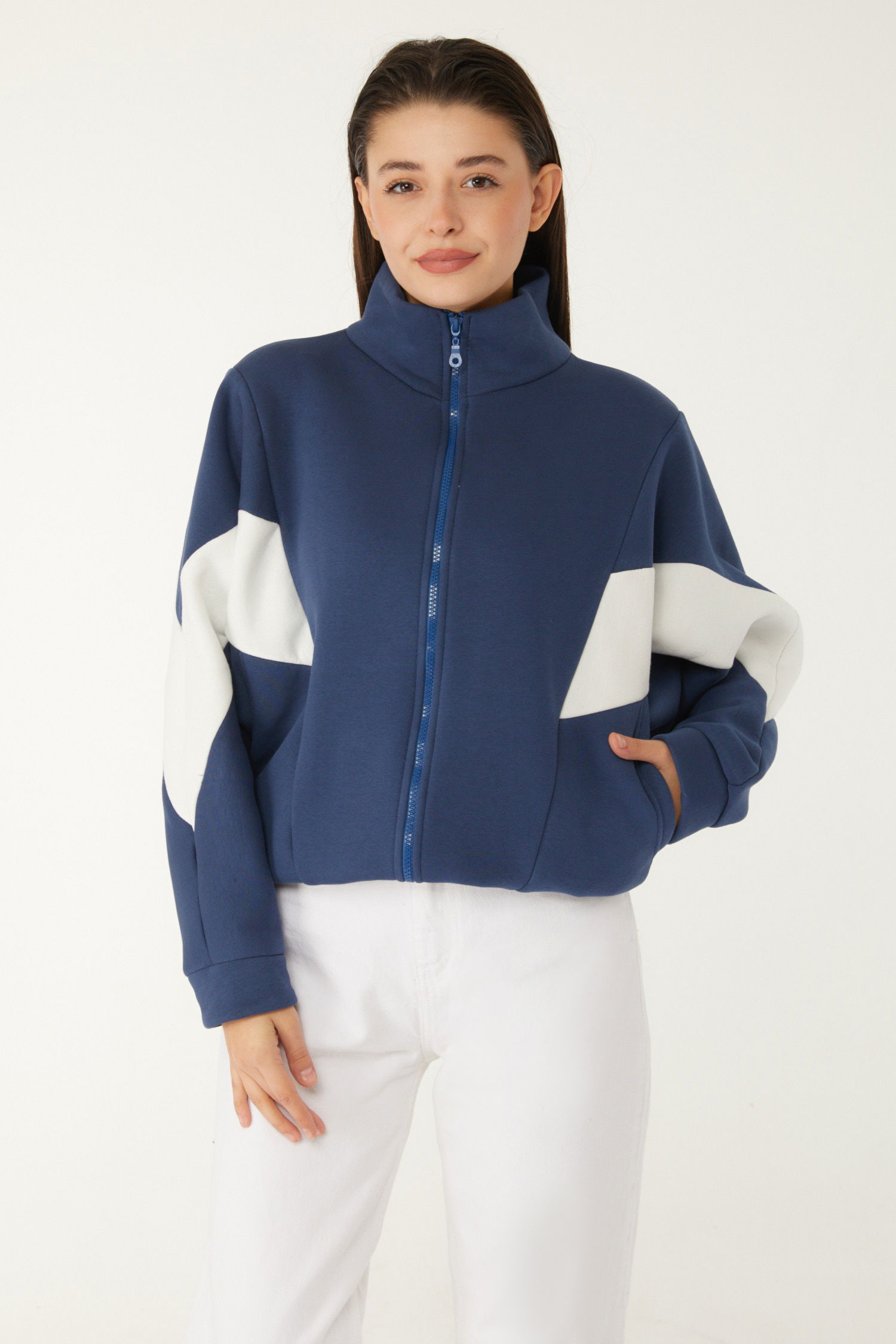 Fermuarlı sweatshirt Lacivert - 26543 - 4