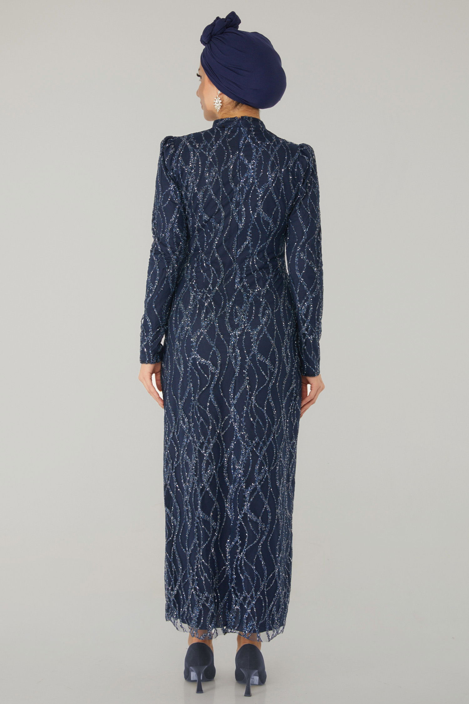 Işıltılı Abiye Elbise Lacivert - 26521 - 5