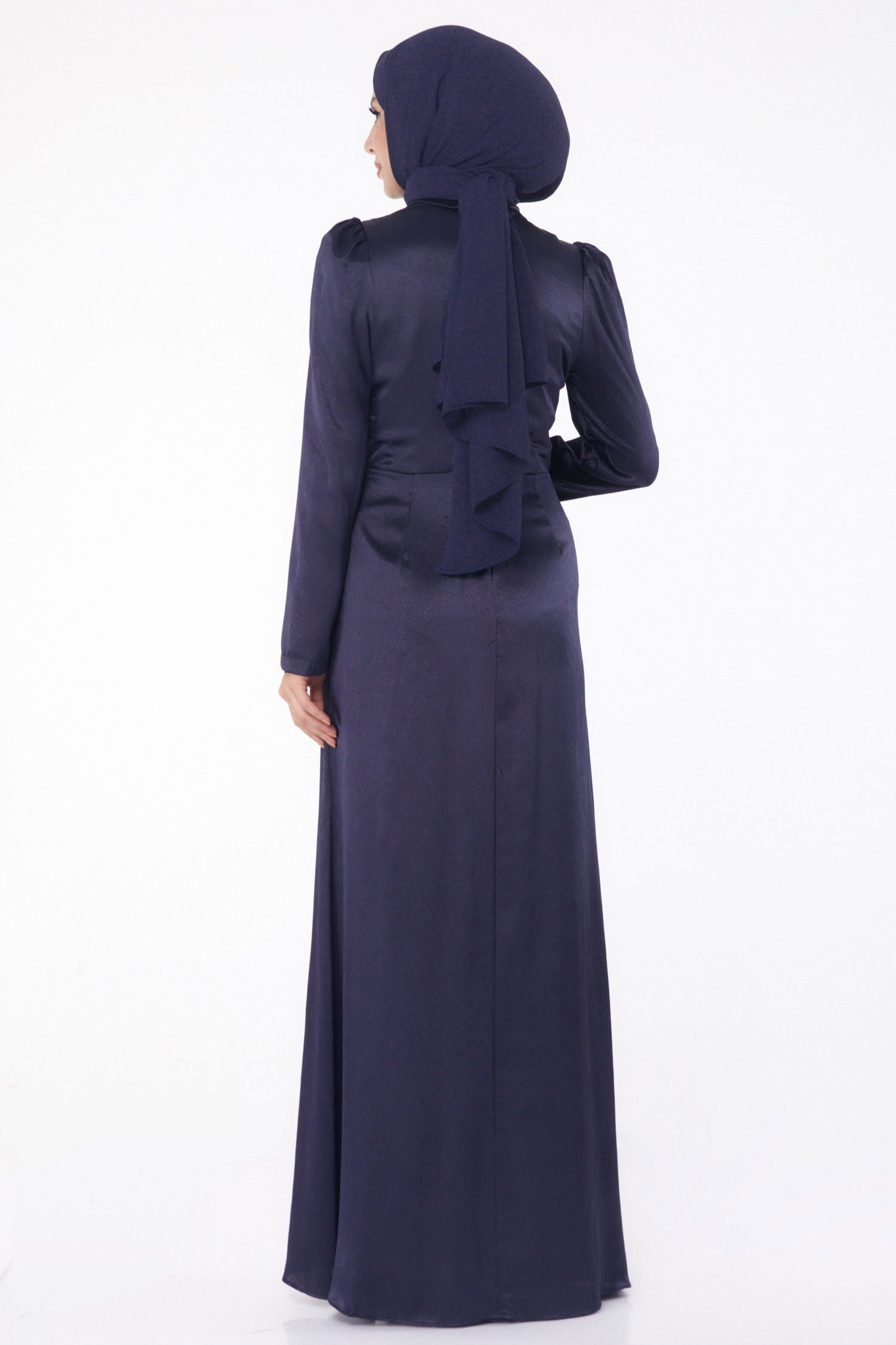 Taşlı Abiye Elbise Lacivert - 26192 - 5