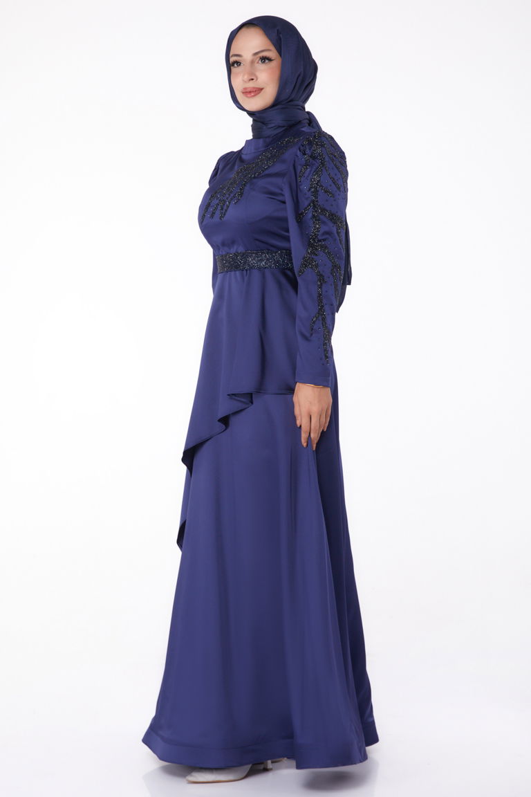 Taşlı Prenses abiye Lacivert - 26252 - TOFİSA