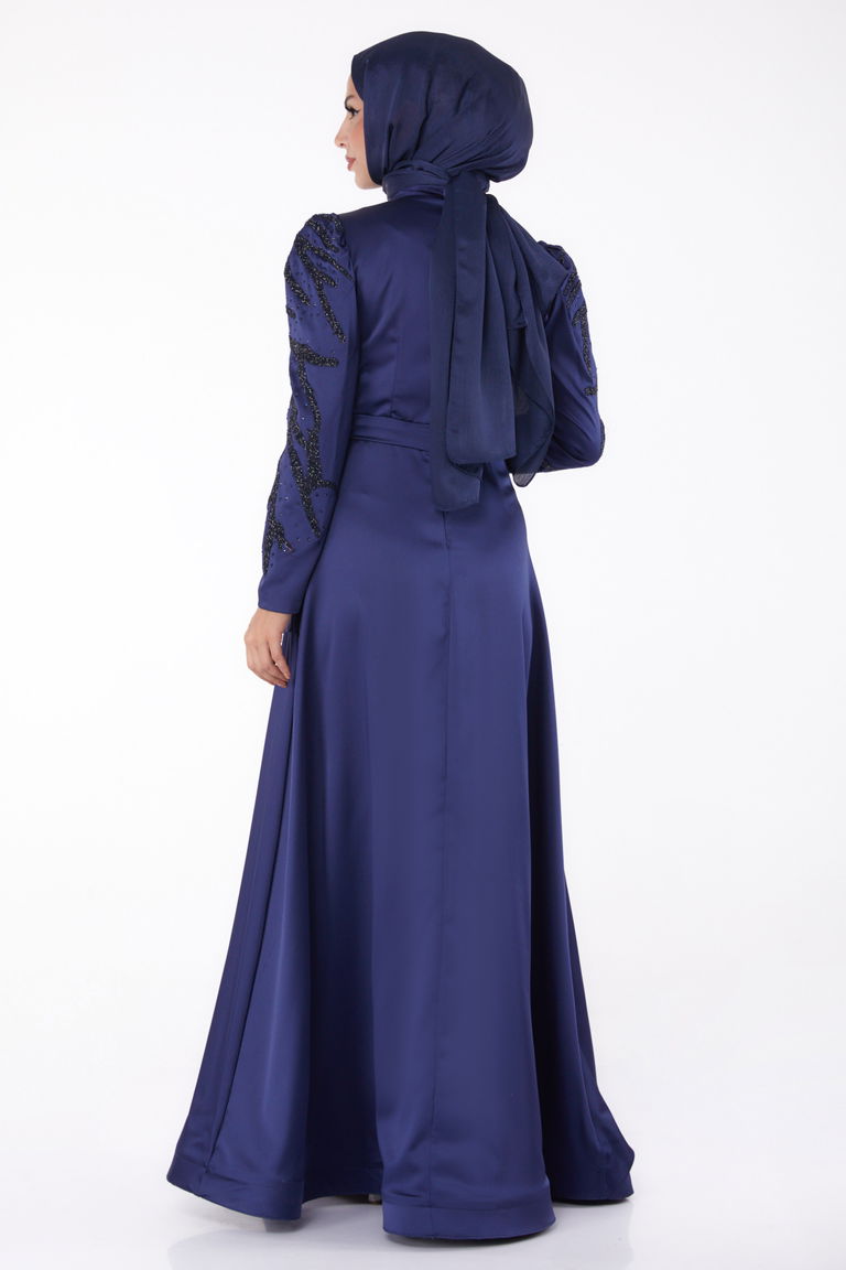 Taşlı Prenses abiye Lacivert - 26252 - TOFİSA