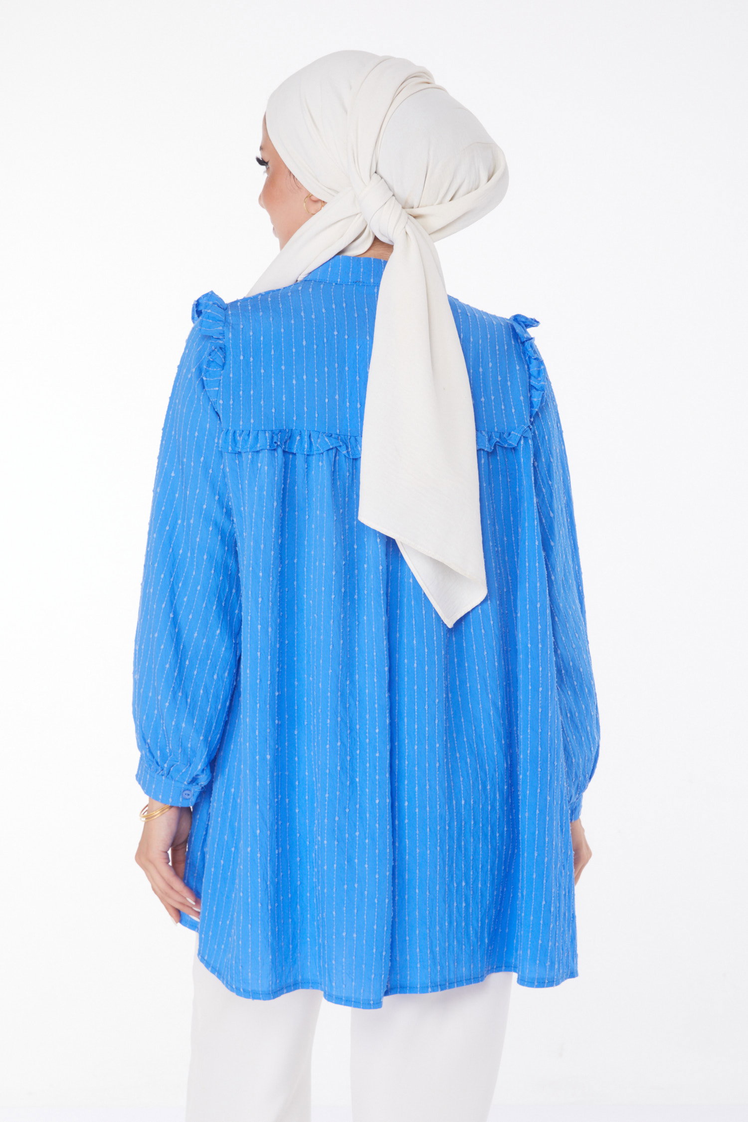 Fırfırlı Gömlek Mavi - 25912 - 5