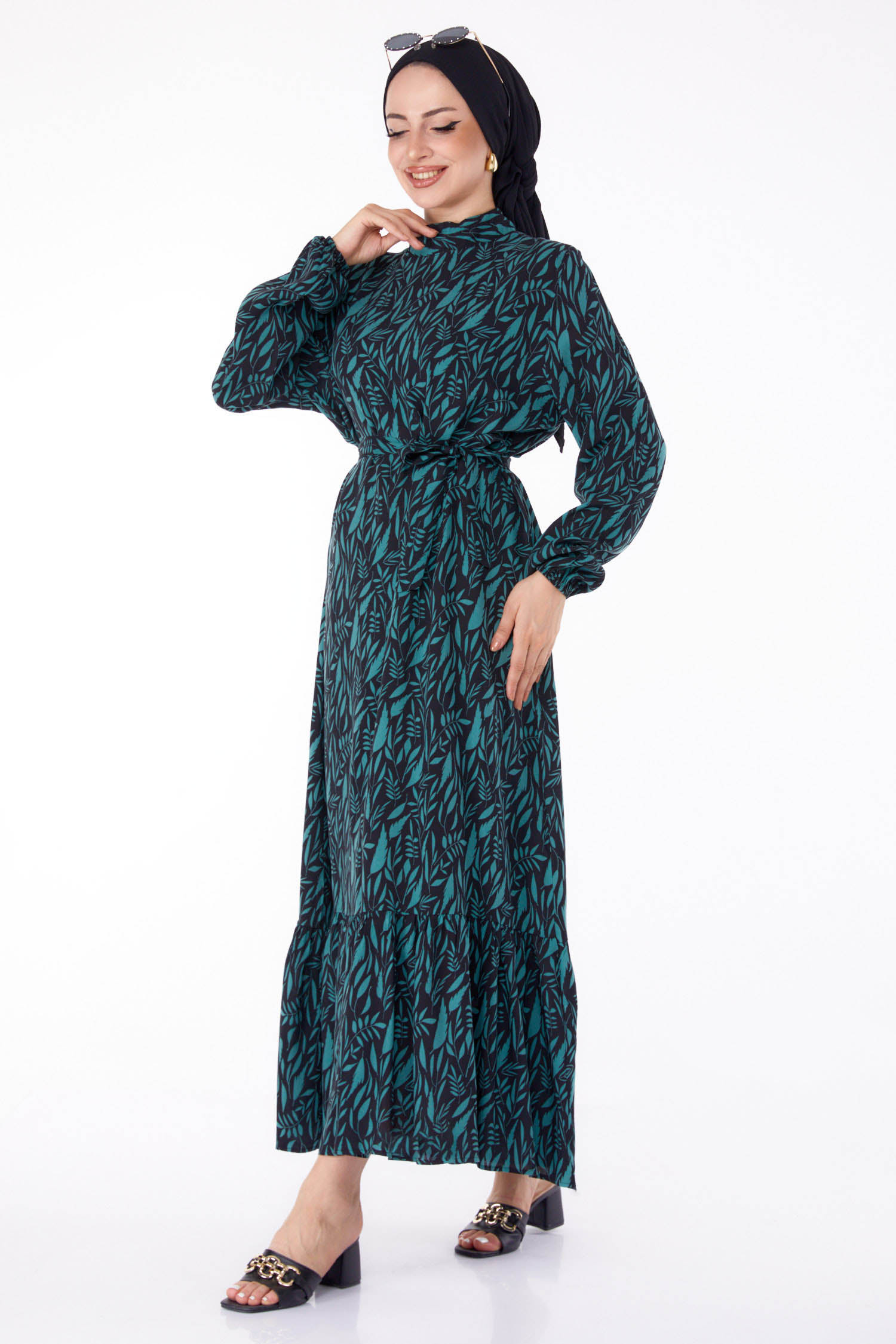 Desenli Elbise Mint - 25711 - 1