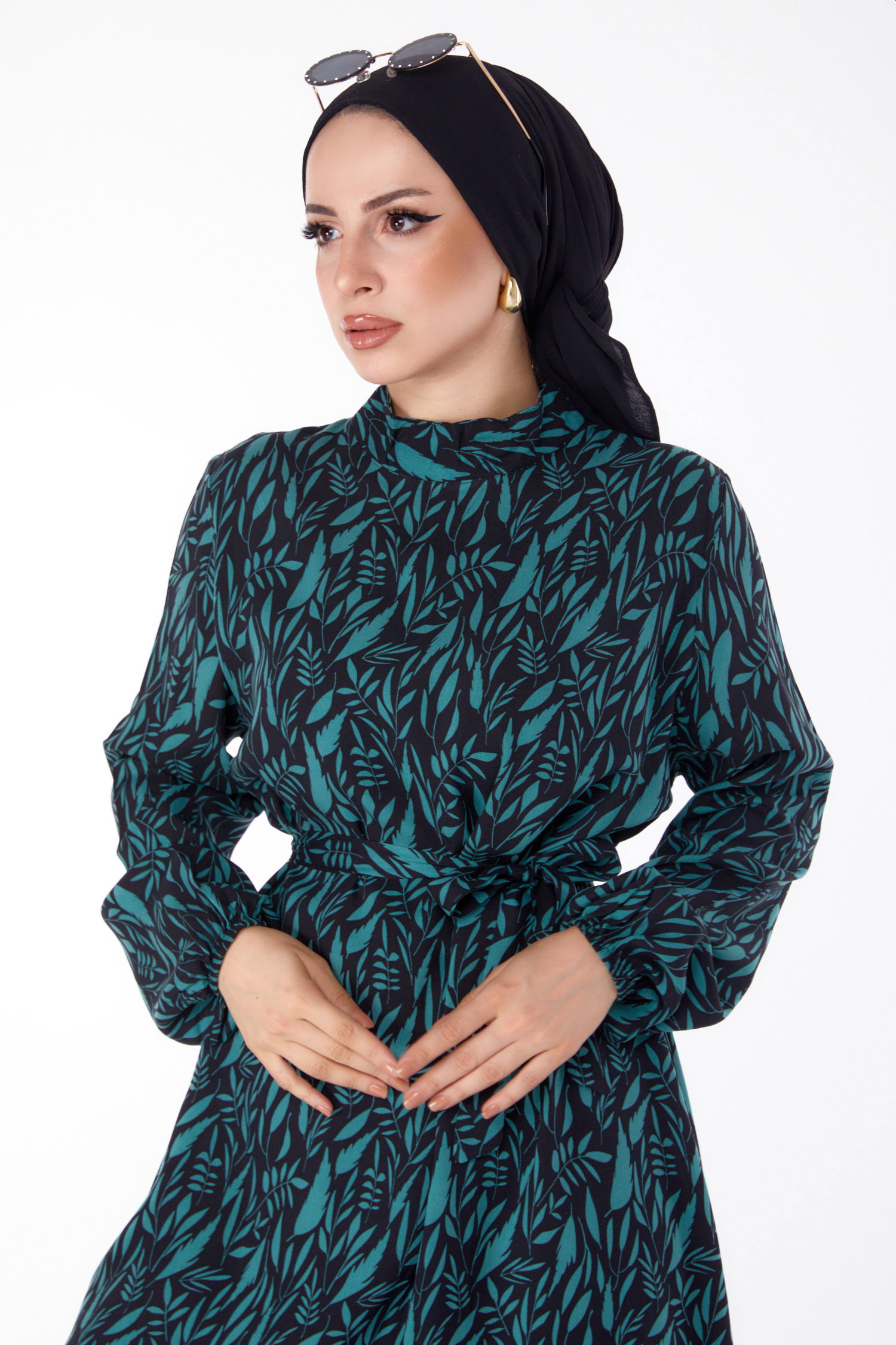 Desenli Elbise Mint - 25711 - 2