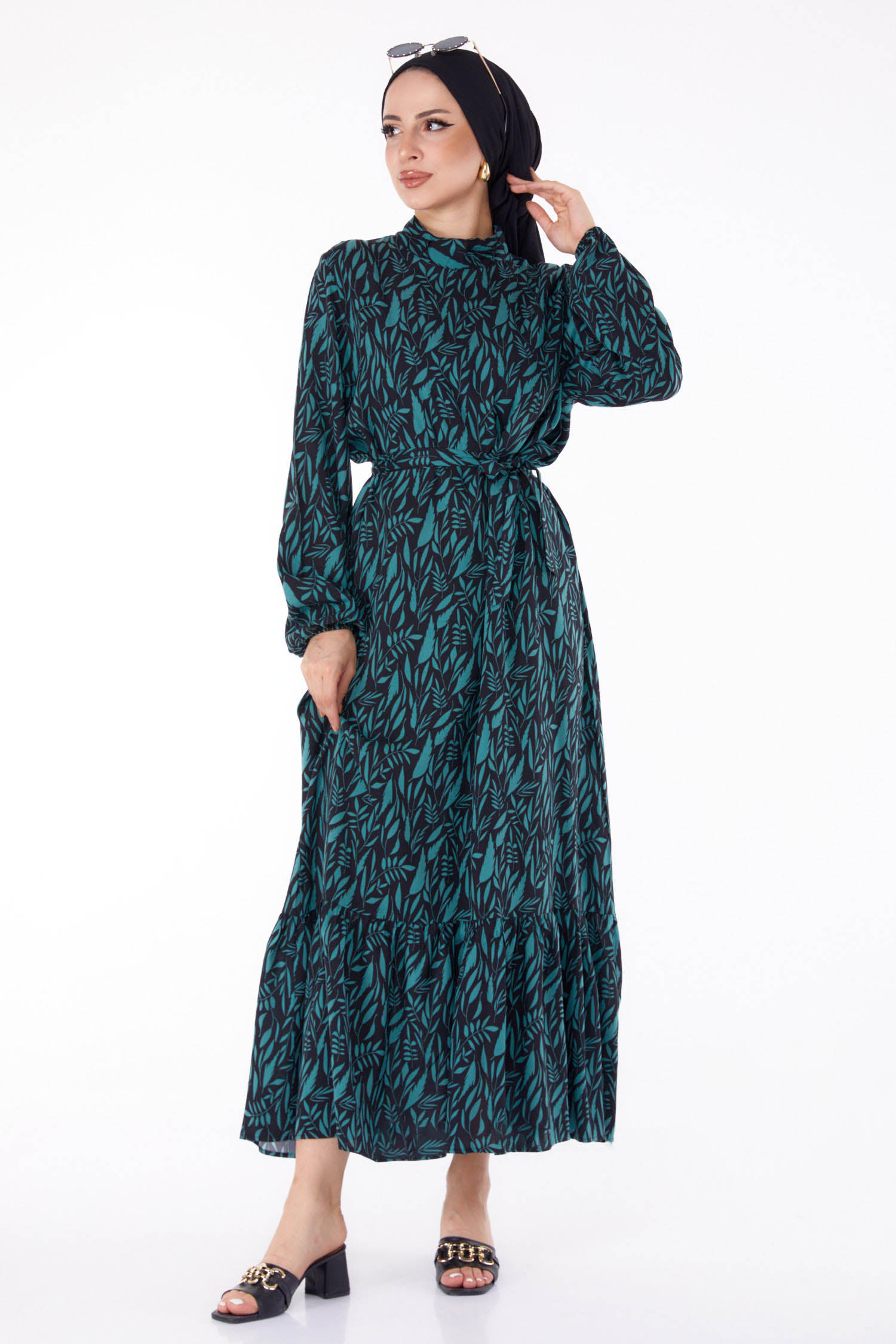 Desenli Elbise Mint - 25711 - 3